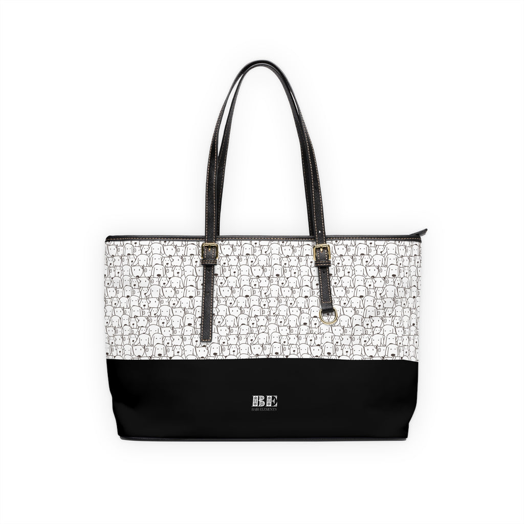 Dog Face Leather Tote Bag, PU Leather Tote