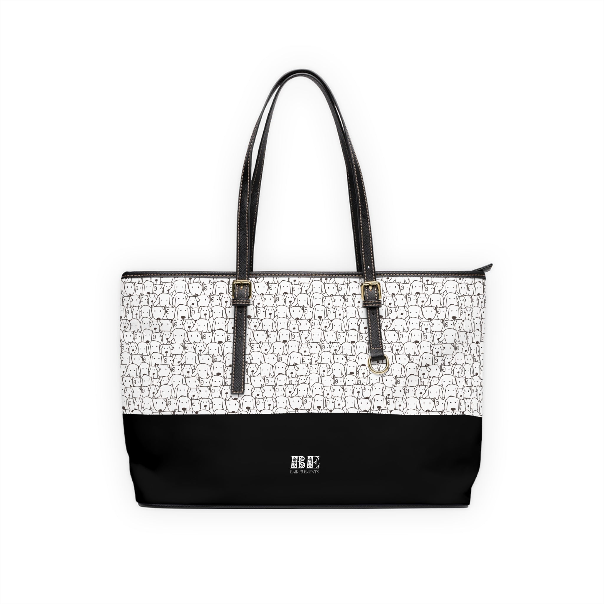 Dog Face Leather Tote Bag, PU Leather Tote