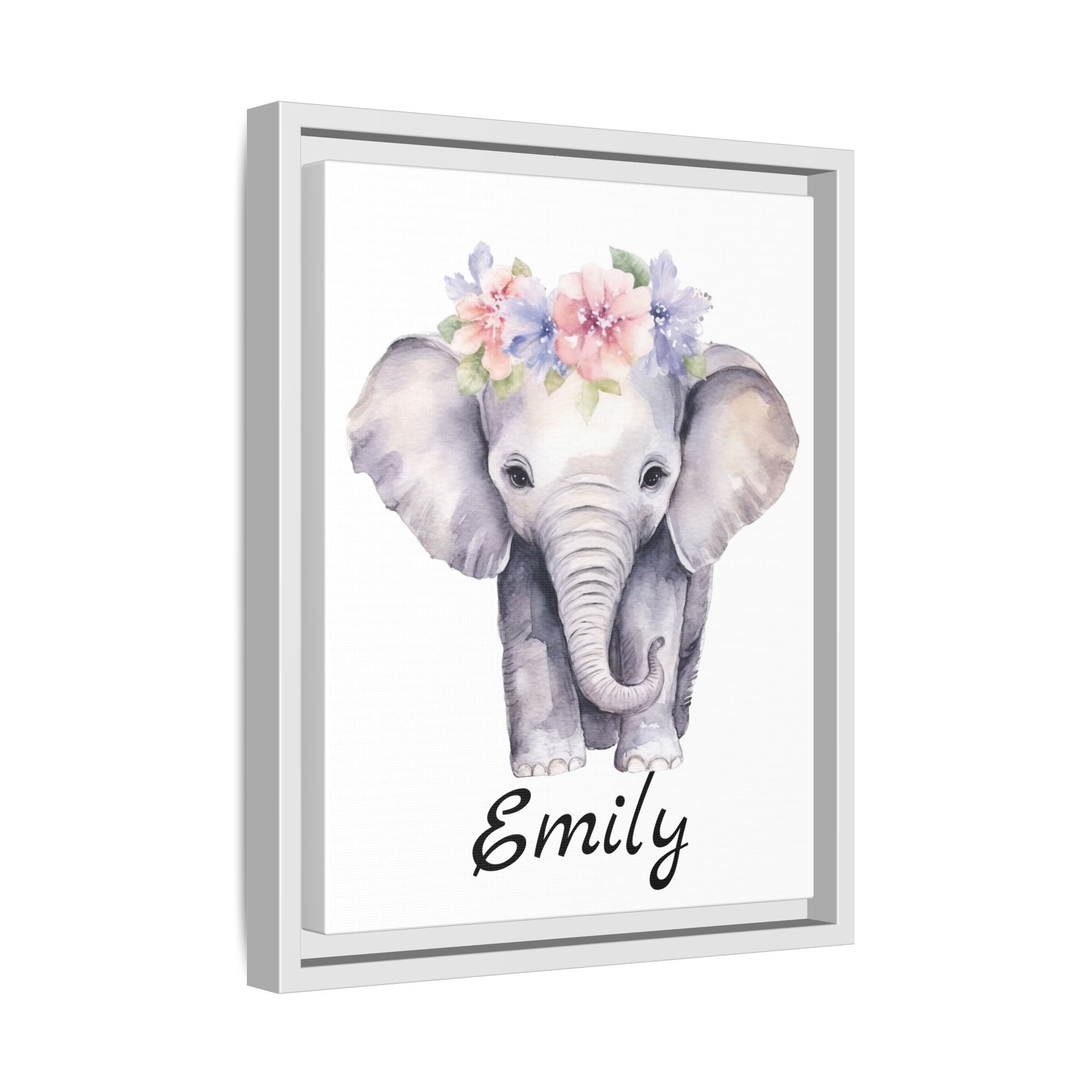 Personalized Baby Elephant Decor, Framed Picture Print, Gender Neutral Safari Animal Theme Gift, Matte Poster