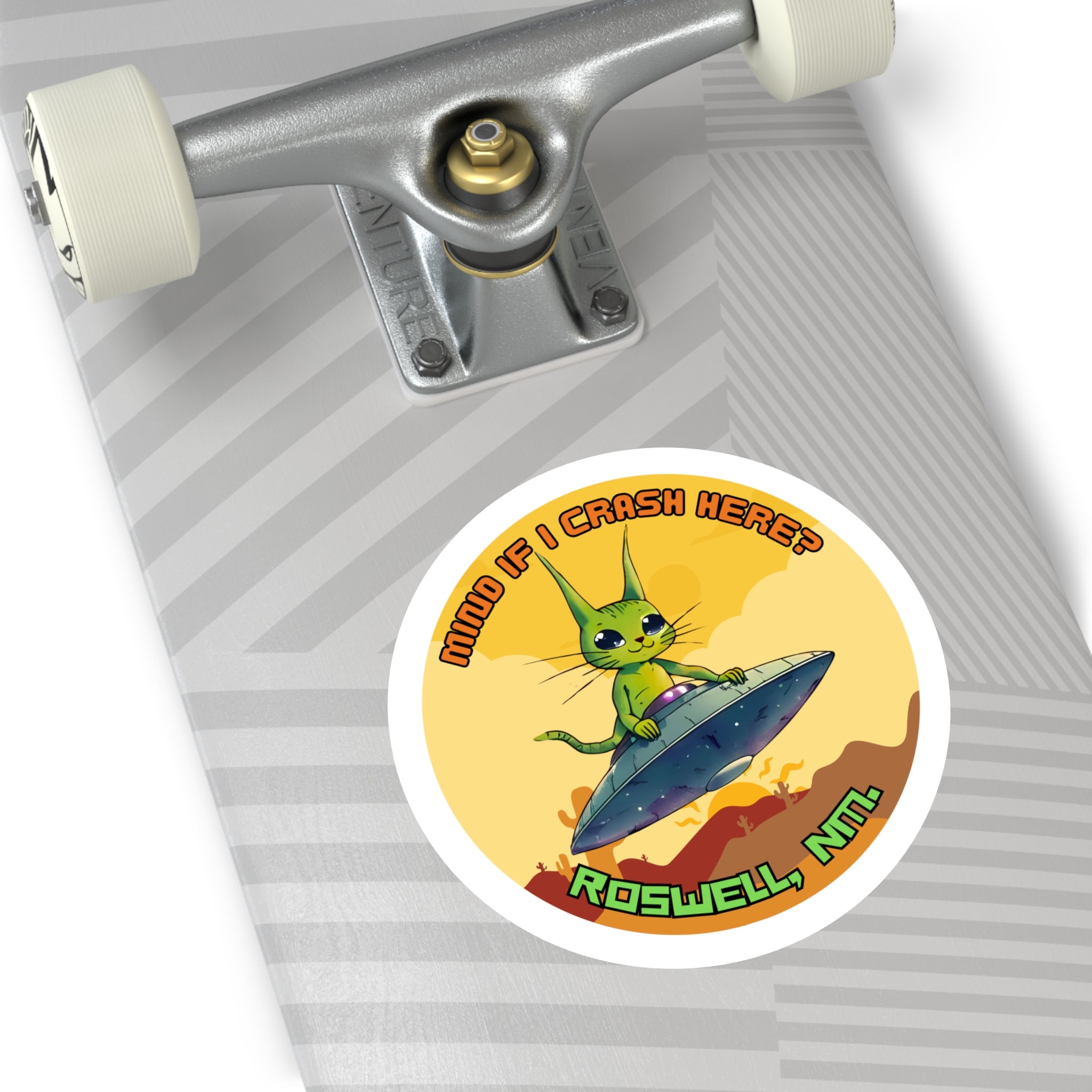 Roswell Alien Cat Stickers, Fun Decor, Laptop, Travel Mementos, Gift for UFO Lovers, Roswell Theme, Indoor/Outdoor Use