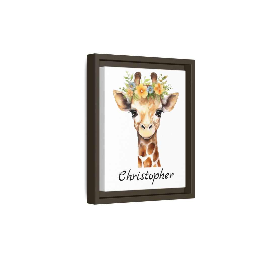 Wall Art, Personalized Baby Giraffe Matte Canvas, Framed Decor, Nursery Decor, Kids Room Decor, Safari Nursery Art, Animal Nursery Art