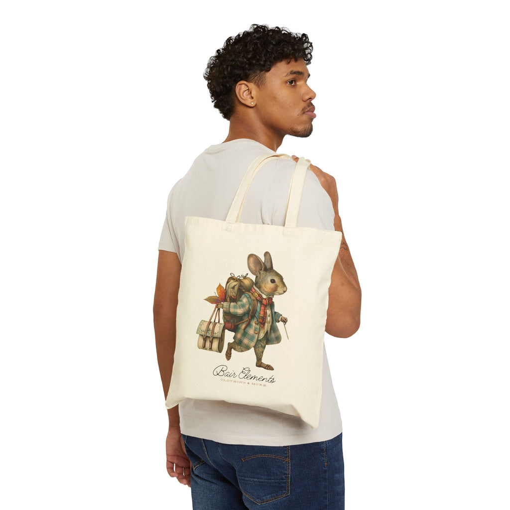 Woodland Autumn Traveling Mouse Heavy Canvas Shopping Tote, Mouse Shopping Tote
