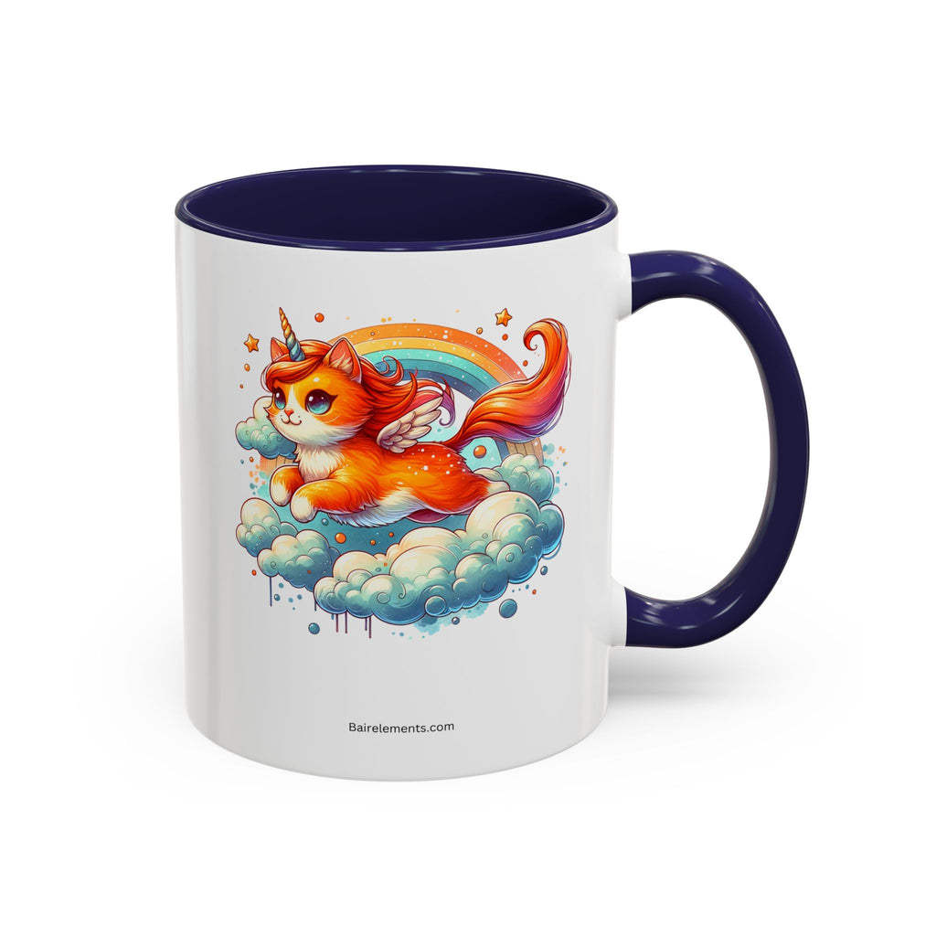 Personalized Flying Orange Unicorn Cat Coffee Mug, Orange Cat Mug