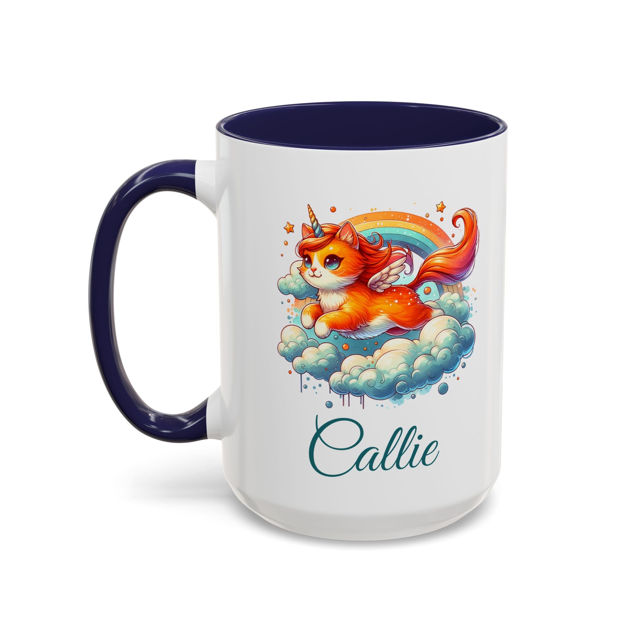 Personalized Flying Orange Unicorn Cat Coffee Mug, Orange Cat Mug