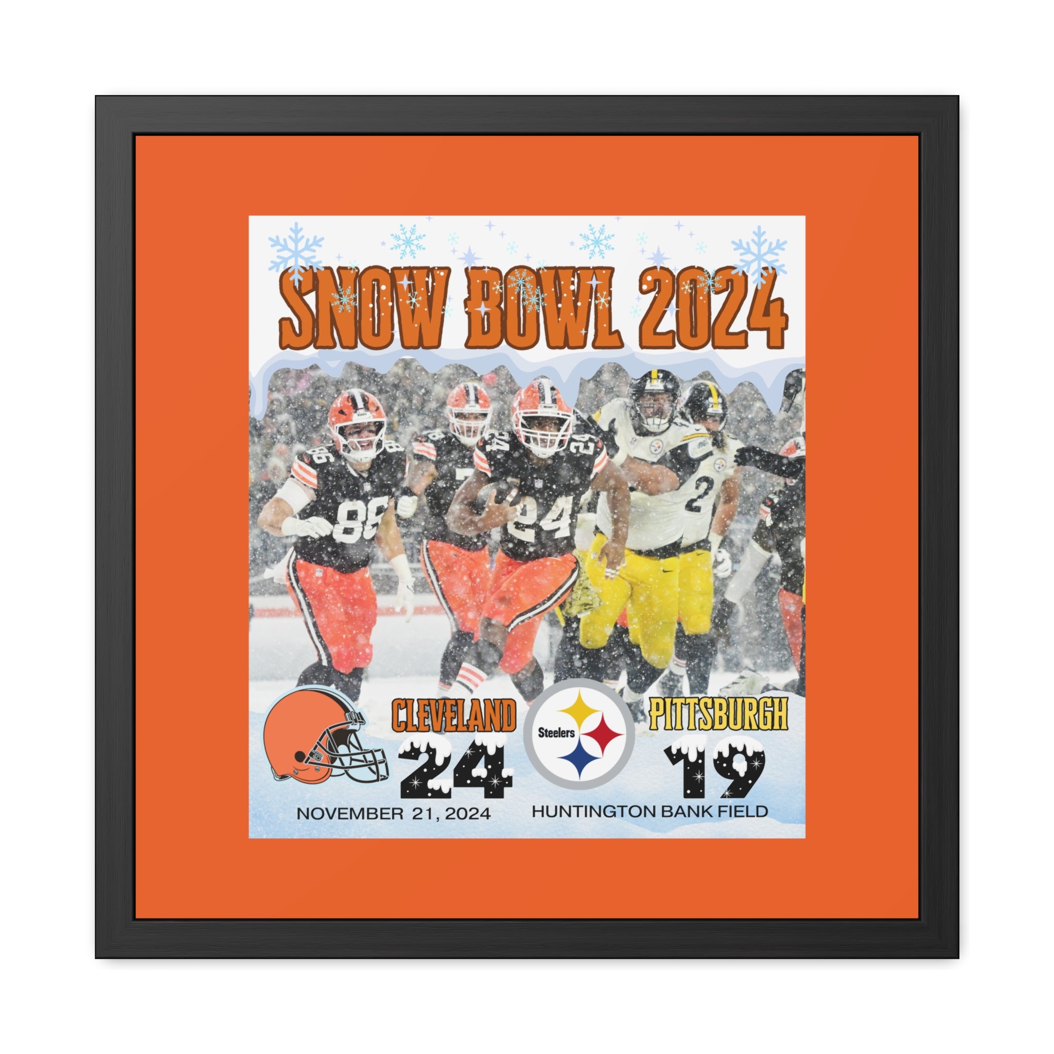 Cleveland Snow Bowl 2024 Limited Edition Wall Art Framed Poster 16 X 16, 24 X 24, Orange