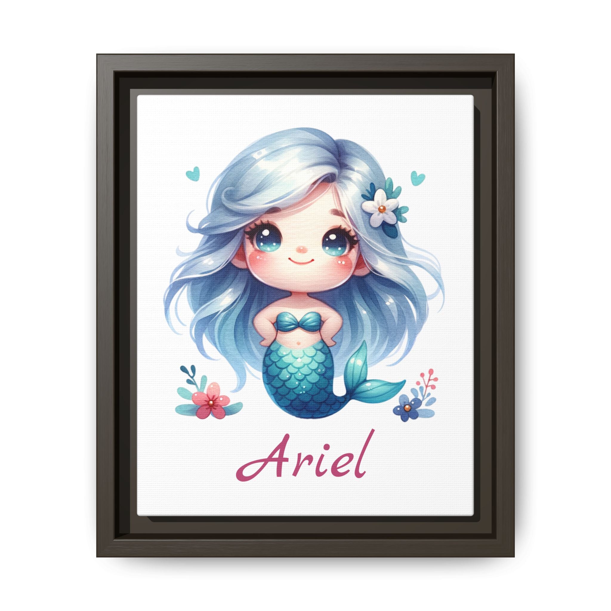 Personalized Little Red Haired Mermaid Wall Art, Girls Mermaid Bedroom Wall Art, Personalized Wall Art
