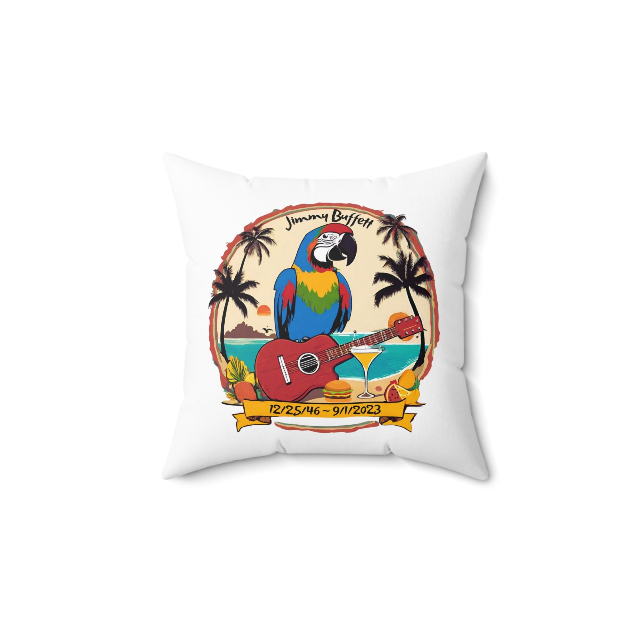 Jimmy Buffett Tribute, Parrot Throw Pillow, Jimmy Buffett Pillow