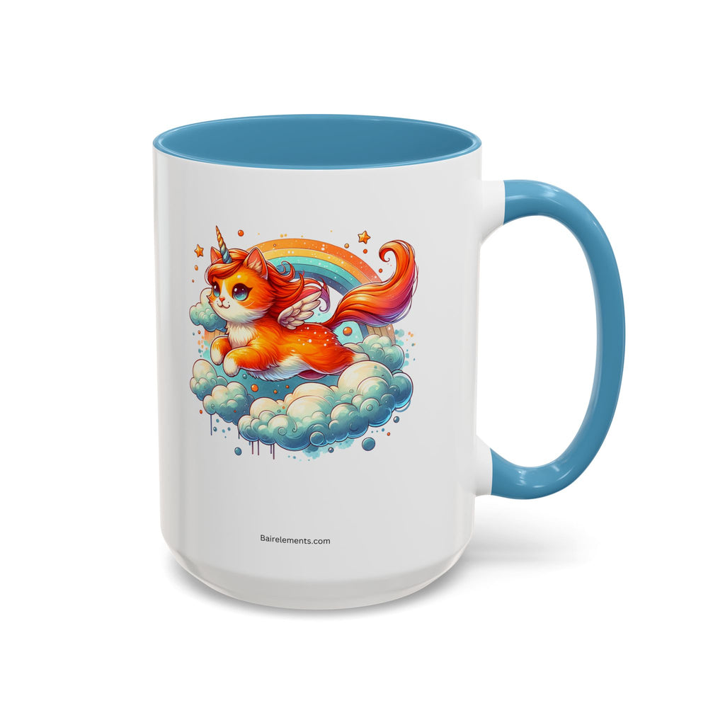 Personalized Flying Orange Unicorn Cat Coffee Mug, Orange Cat Mug
