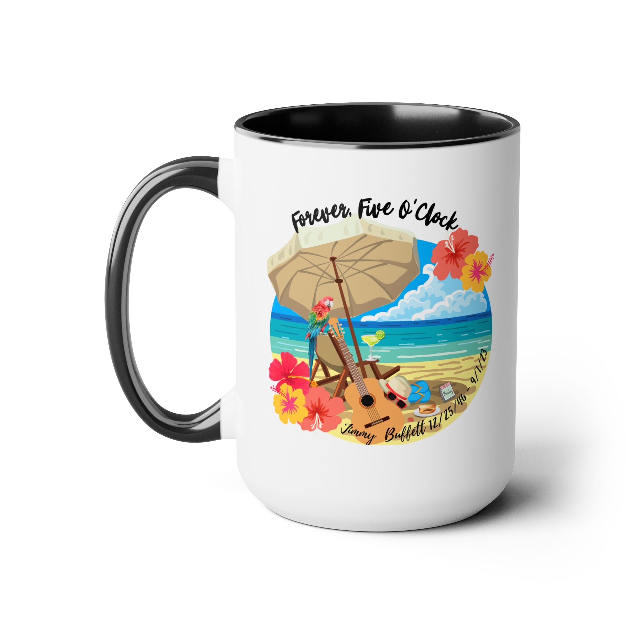 Jimmy Buffett, Forever Five O'Clock. Two-Tone Coffee Mugs, 15oz