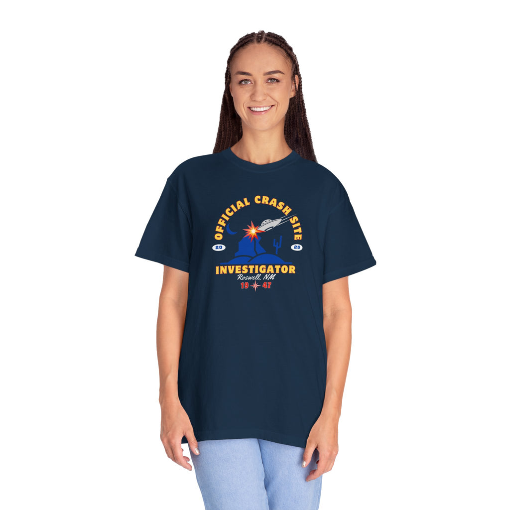 UFO Crash Site Investigator Unisex T-Shirt - Alien UFO Space Funny Tee, Extraterrestrial Sci-fi Graphic Shirt, Roswell, NM