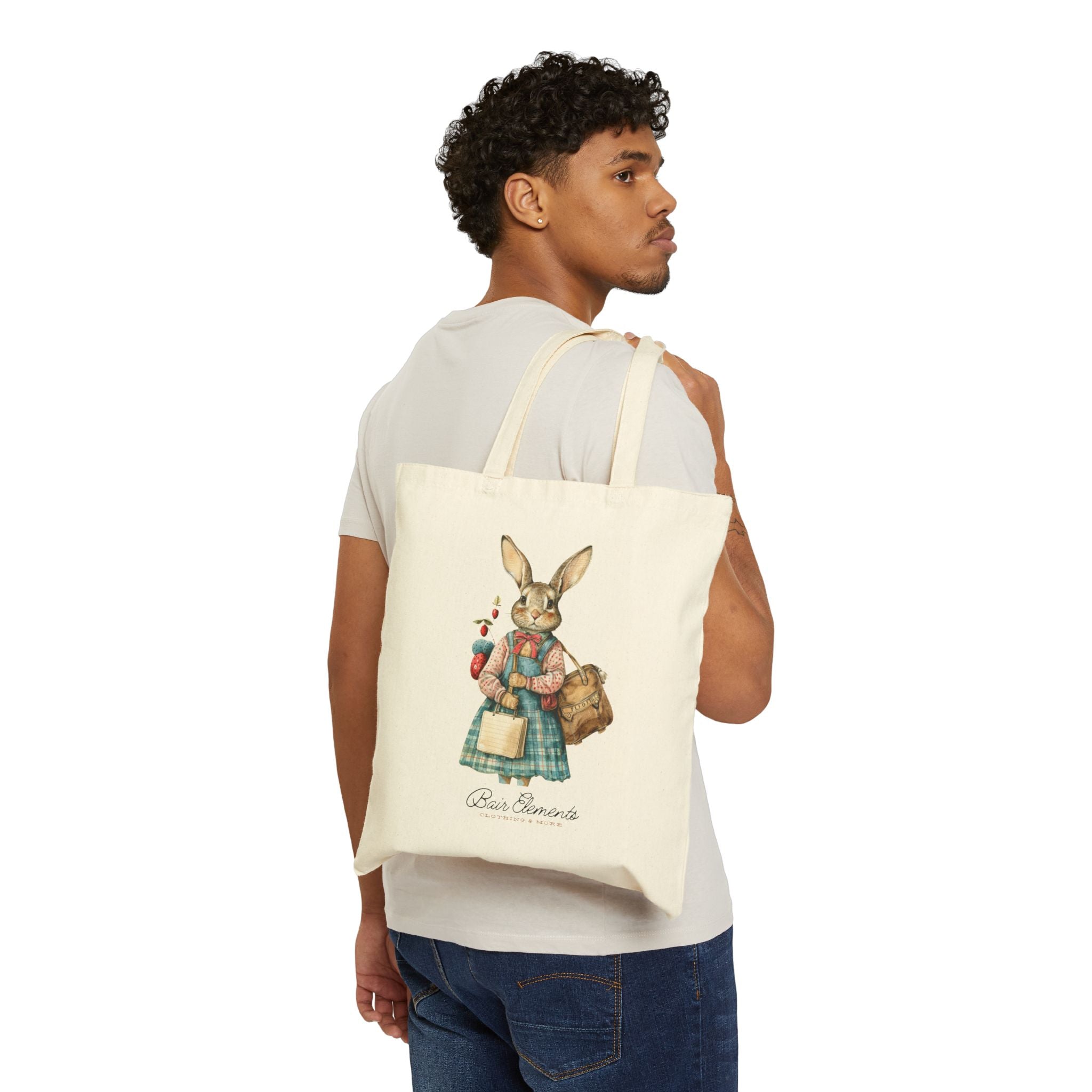 Woodland Autumn Bunny Heavy Canvas Shopping Tote, Bunny Shopping Tote