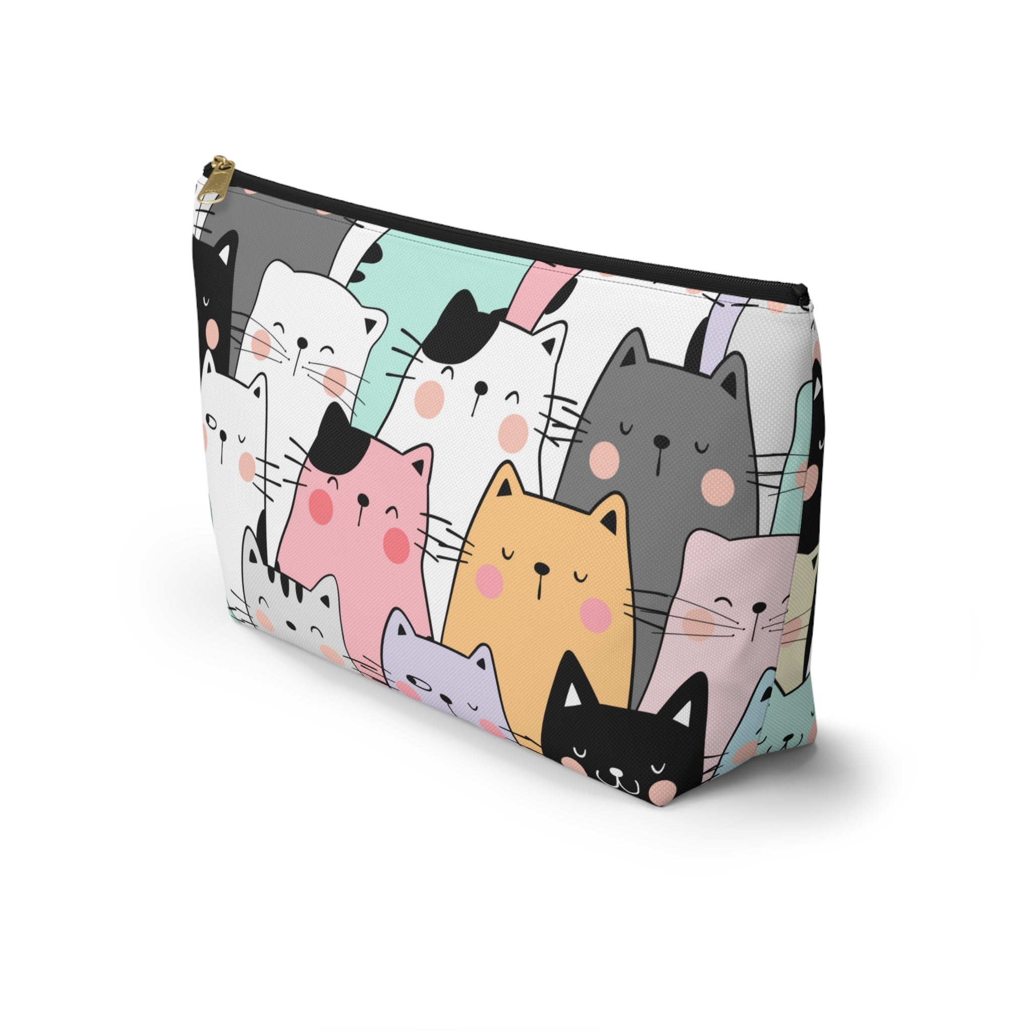 Colorful Cat Print, Travel Accessory Pouch, Make-up Bag