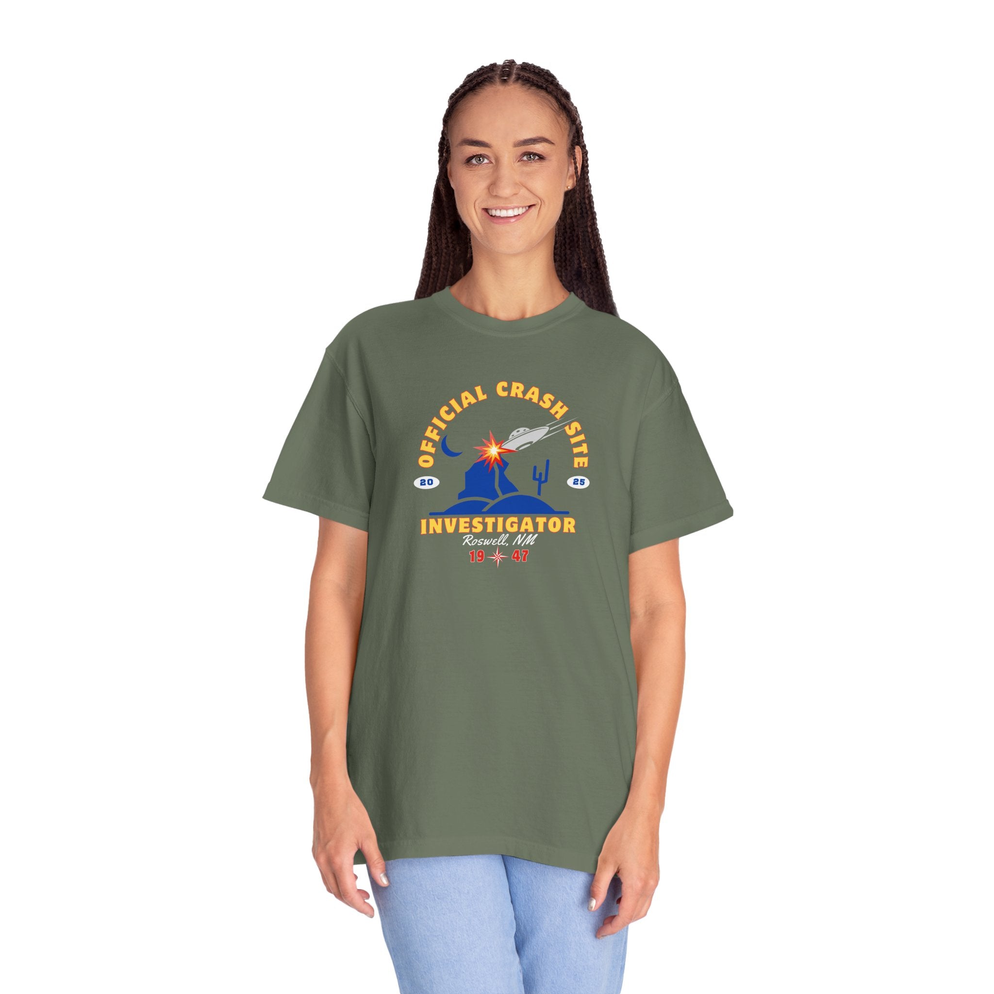 UFO Crash Site Investigator Unisex T-Shirt - Alien UFO Space Funny Tee, Extraterrestrial Sci-fi Graphic Shirt, Roswell, NM