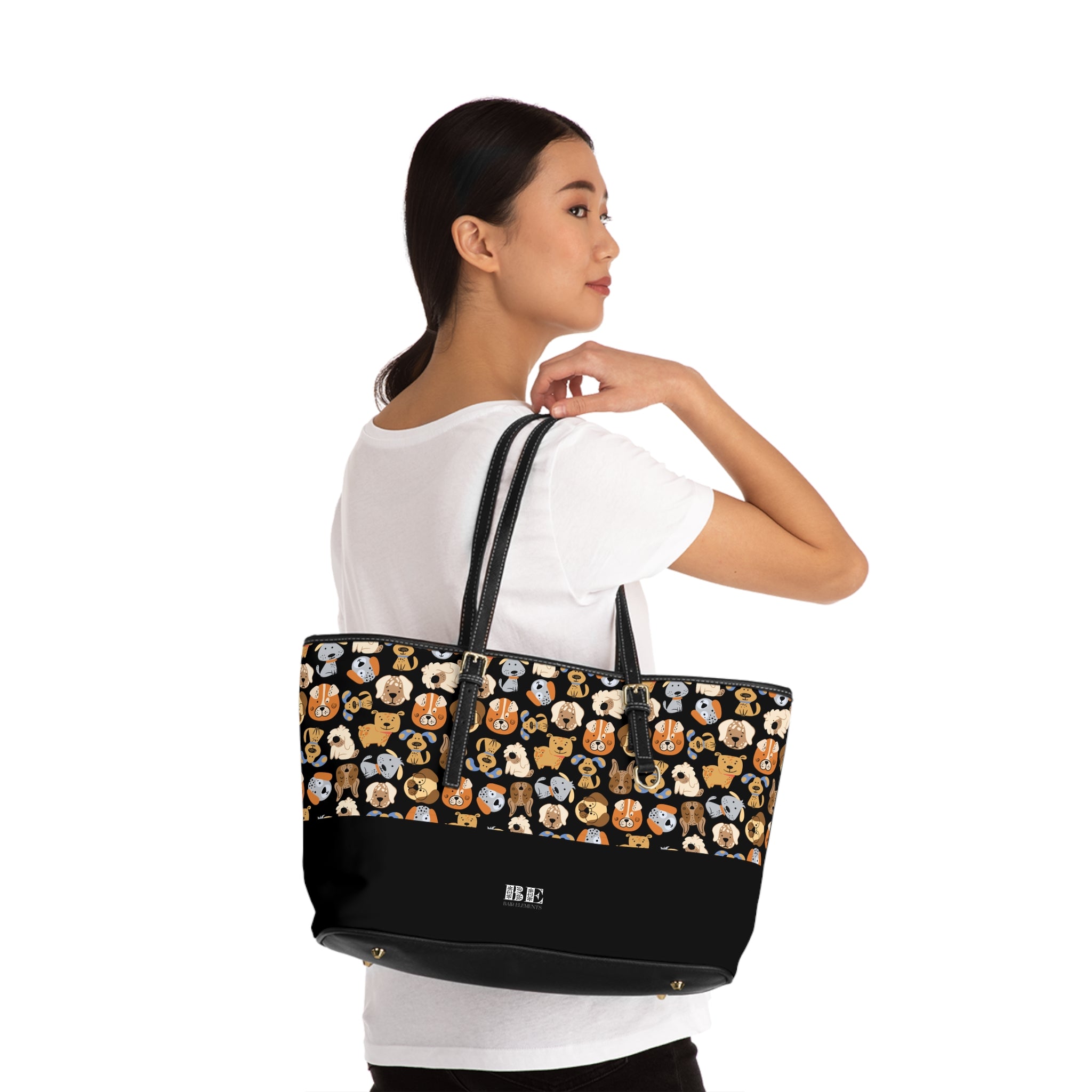 Puppy Party Leather Tote Bag, PU Leather Tote