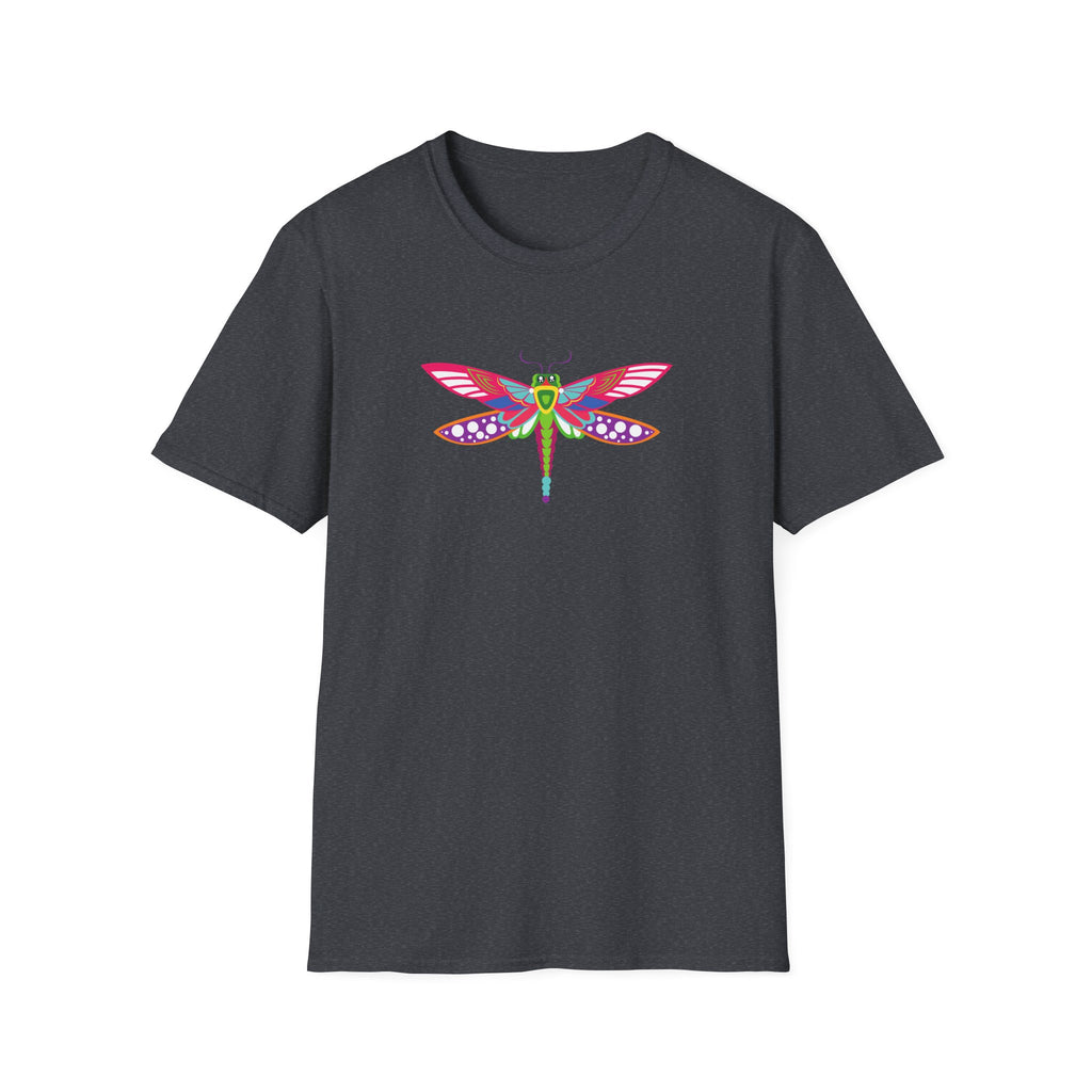 Colorful Dragonfly Unisex Softstyle T-Shirt, Casual Wear, Nature Lover Gift, Summer Fashion, Eco-Friendly Tee, Birthday Present