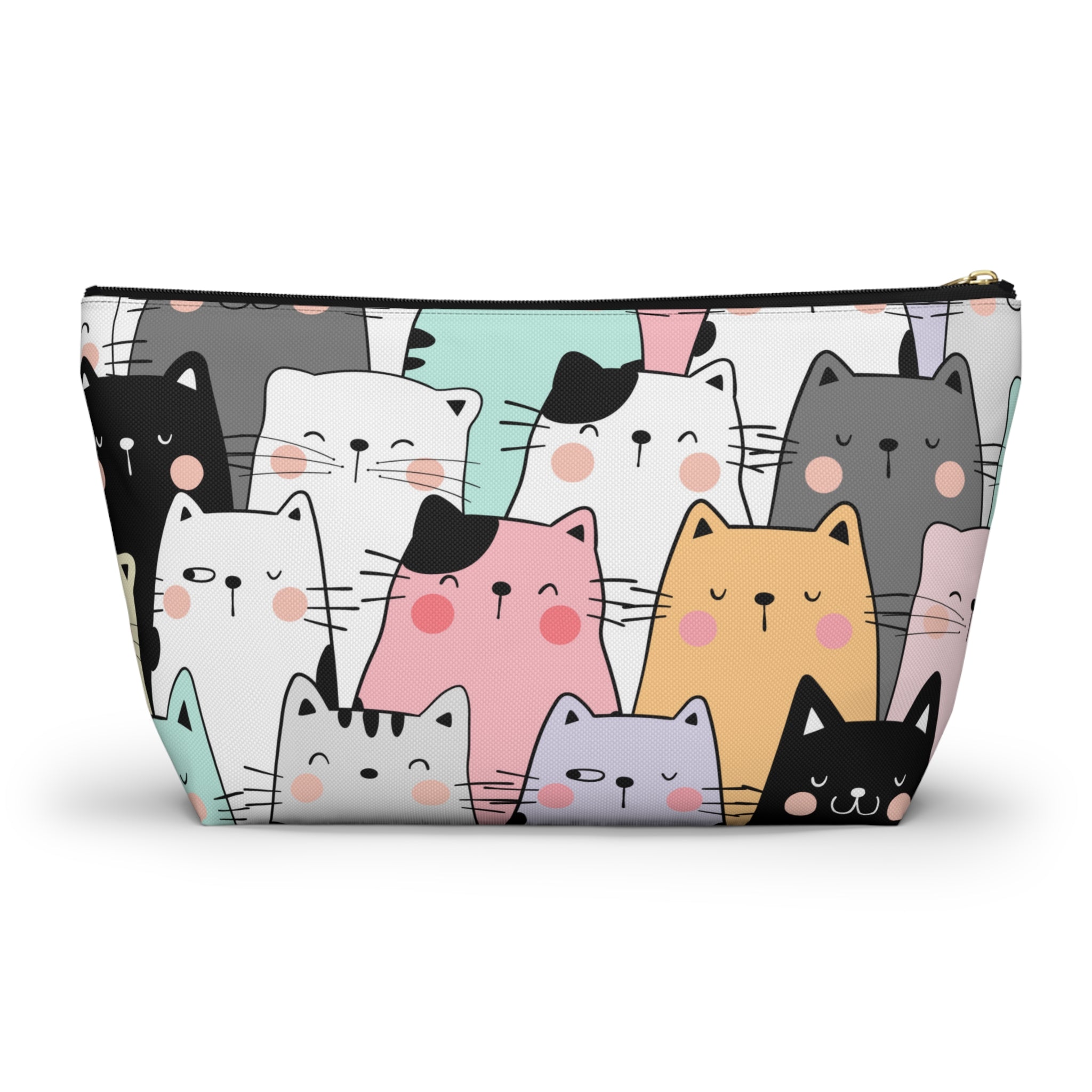 Colorful Cat Print, Travel Accessory Pouch, Make-up Bag