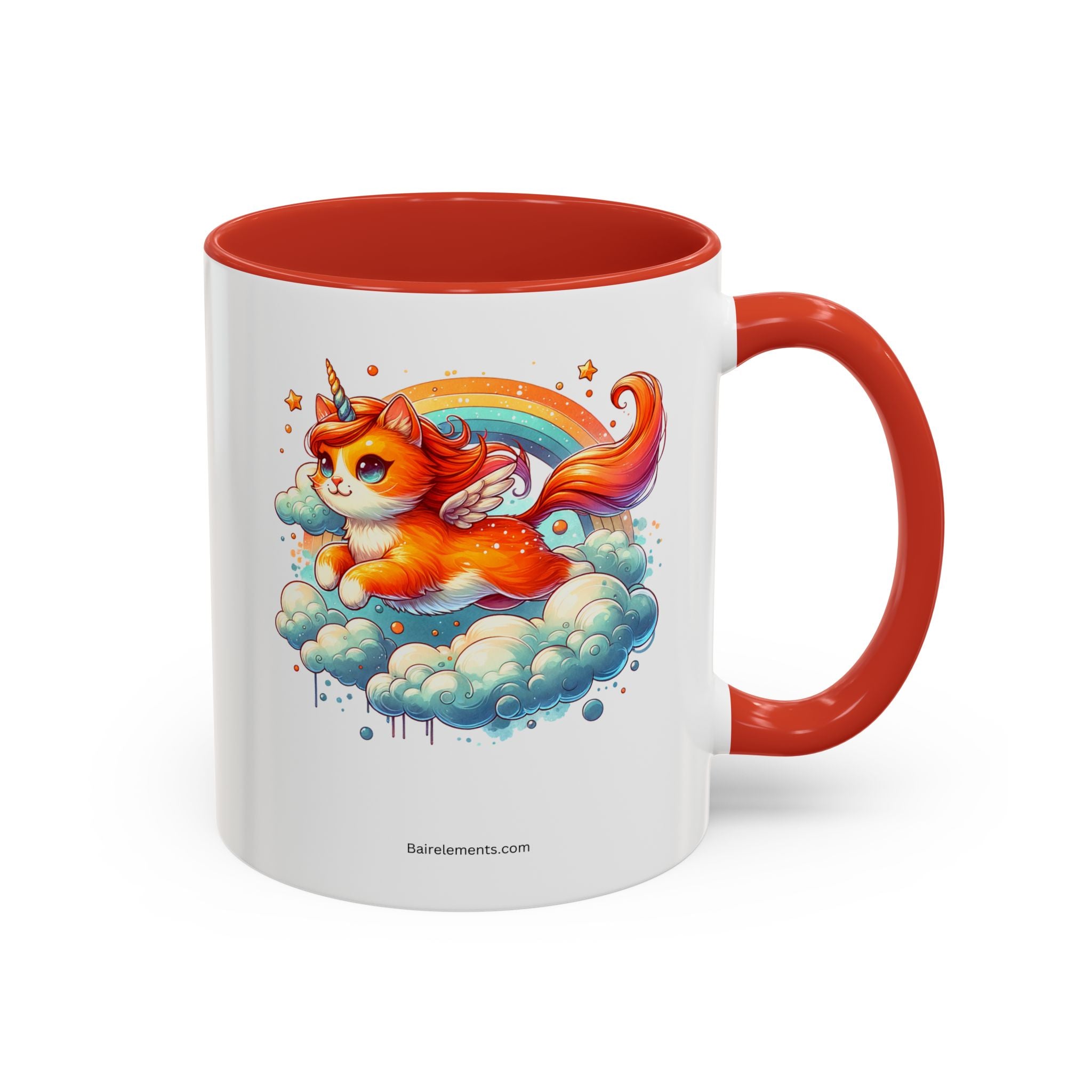 Personalized Flying Orange Unicorn Cat Coffee Mug, Orange Cat Mug