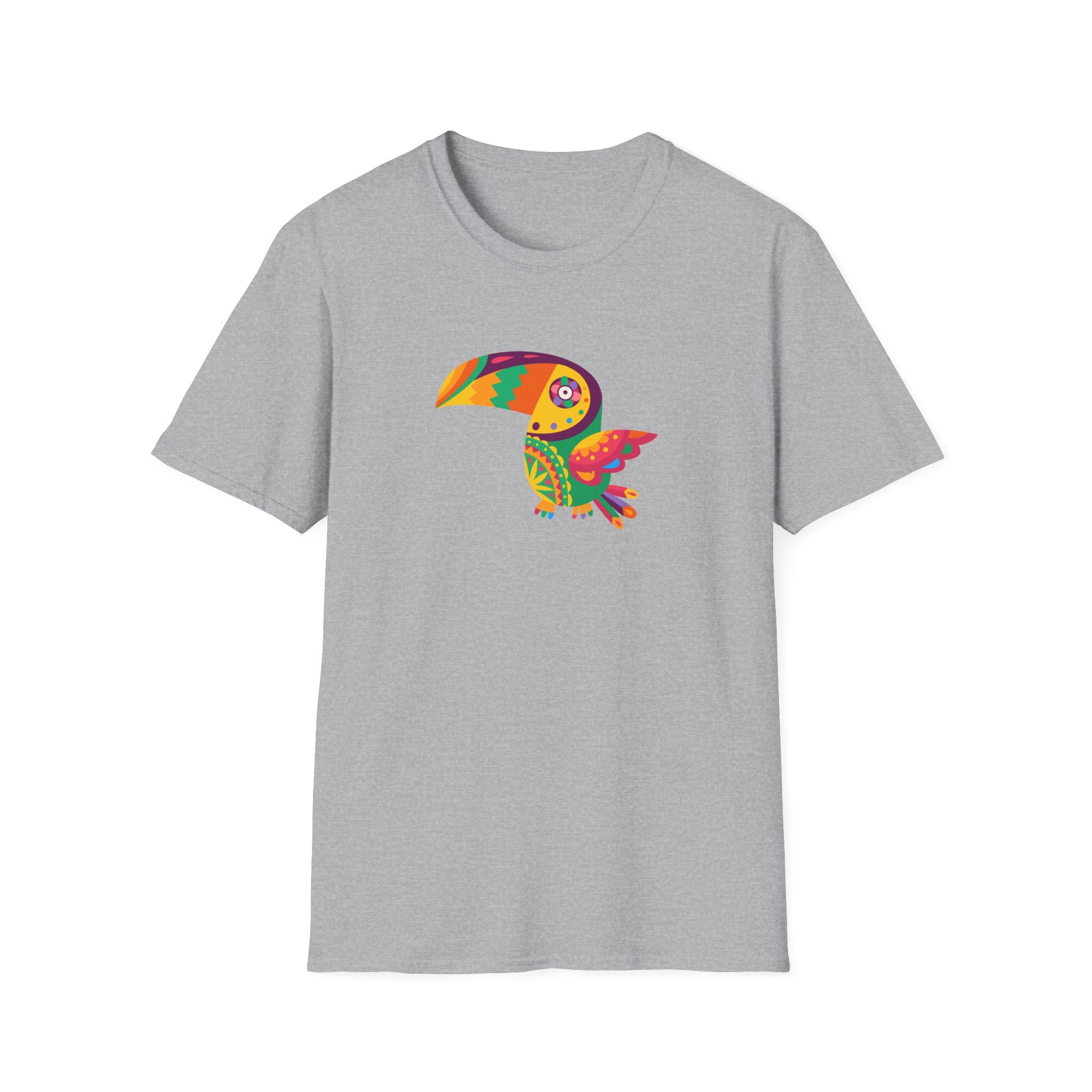 Colorful Toucan Unisex Softstyle T-Shirt, Cute Tropical Shirt, Animal Lover Gift, Casual Wear, Summer Fashion, Nature Enthusiast