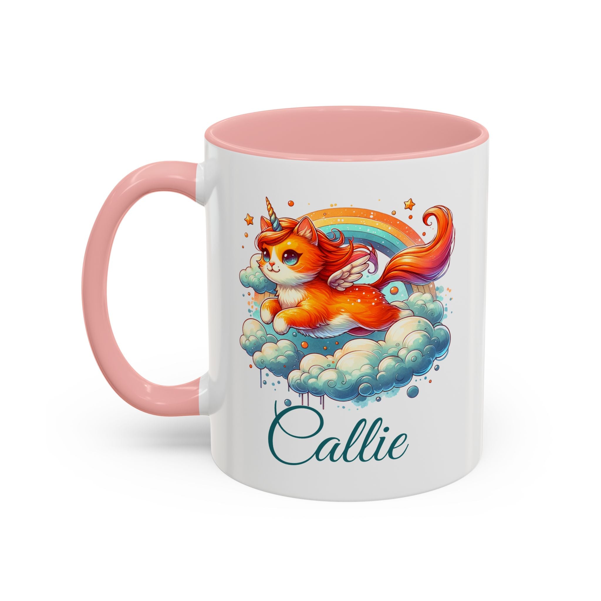 Personalized Flying Orange Unicorn Cat Coffee Mug, Orange Cat Mug