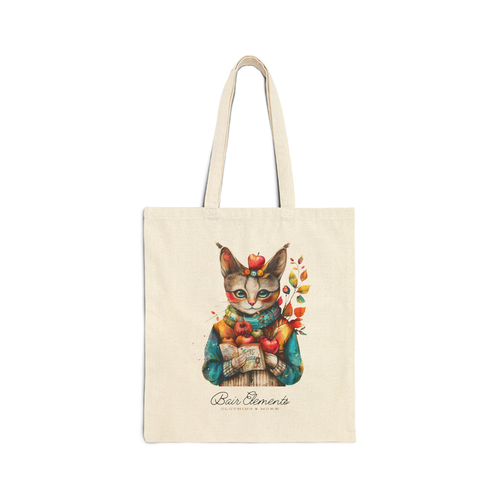 Woodland Autumn Cat Heavy Canvas Shopping Tote, Cat Shopping Tote