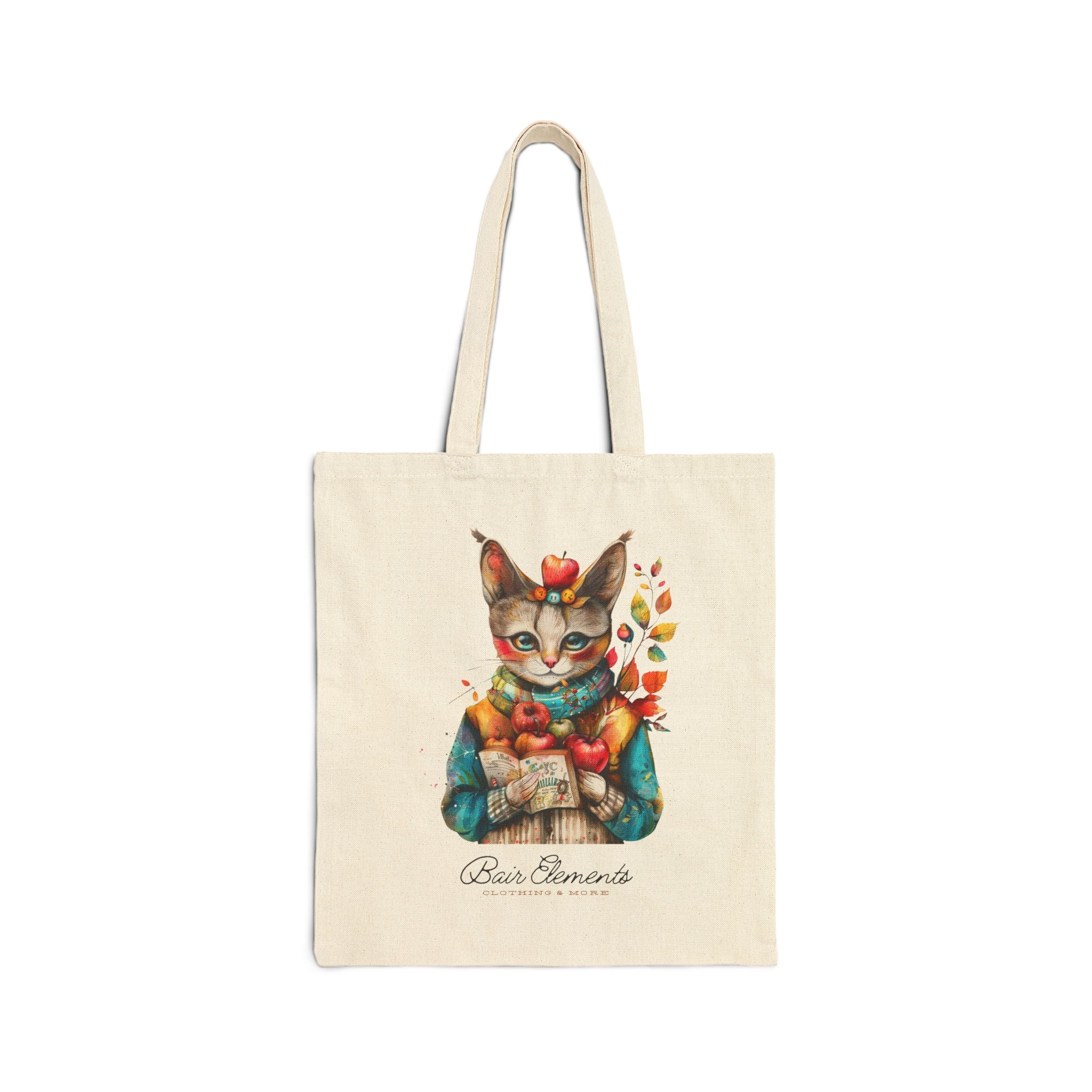 Woodland Autumn Cat Heavy Canvas Shopping Tote, Cat Shopping Tote