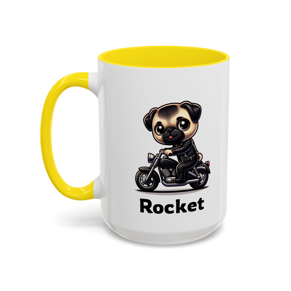 Personalized Motorcycle Pug Mug , Custom Dog Lover Coffee Cup