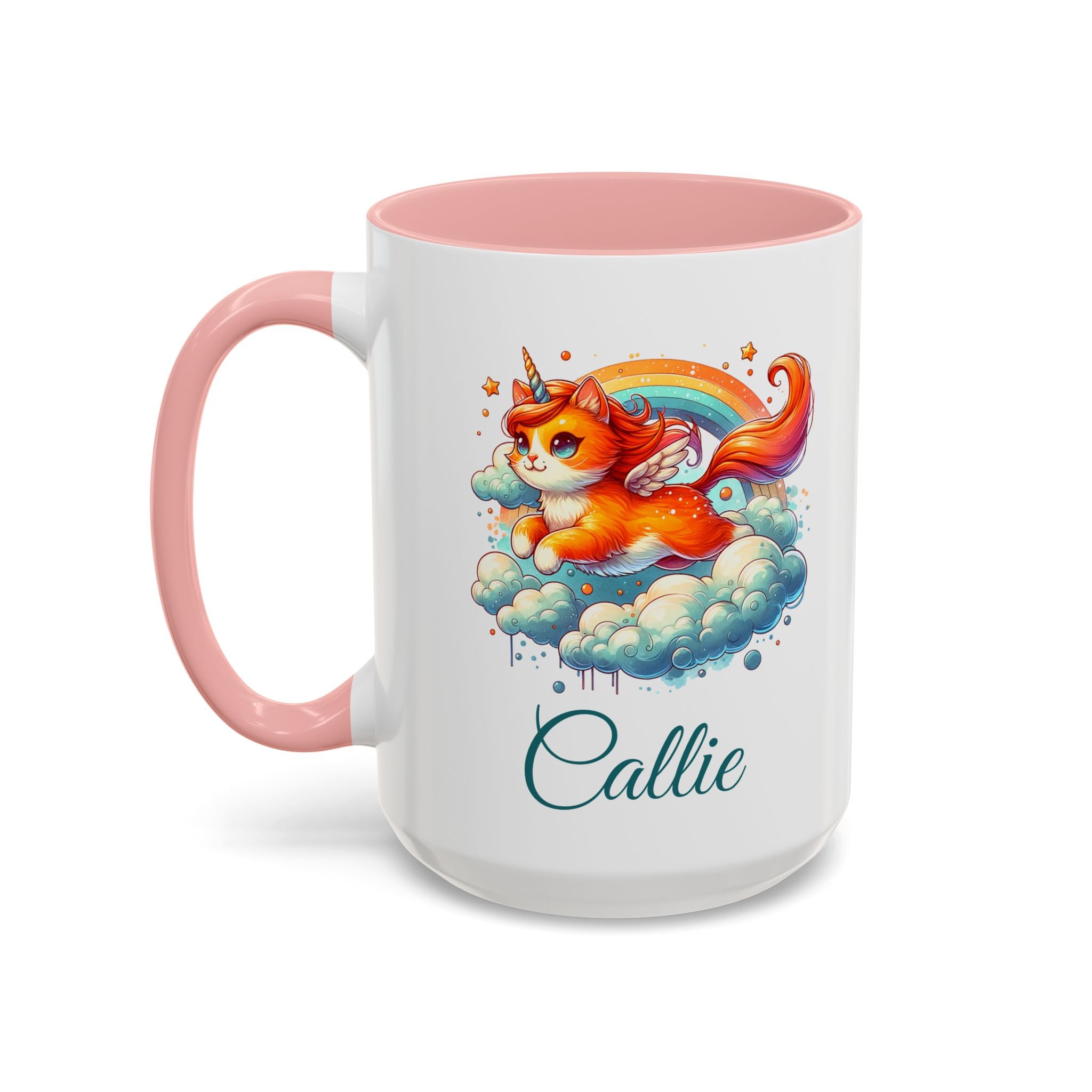 Personalized Flying Orange Unicorn Cat Coffee Mug, Orange Cat Mug