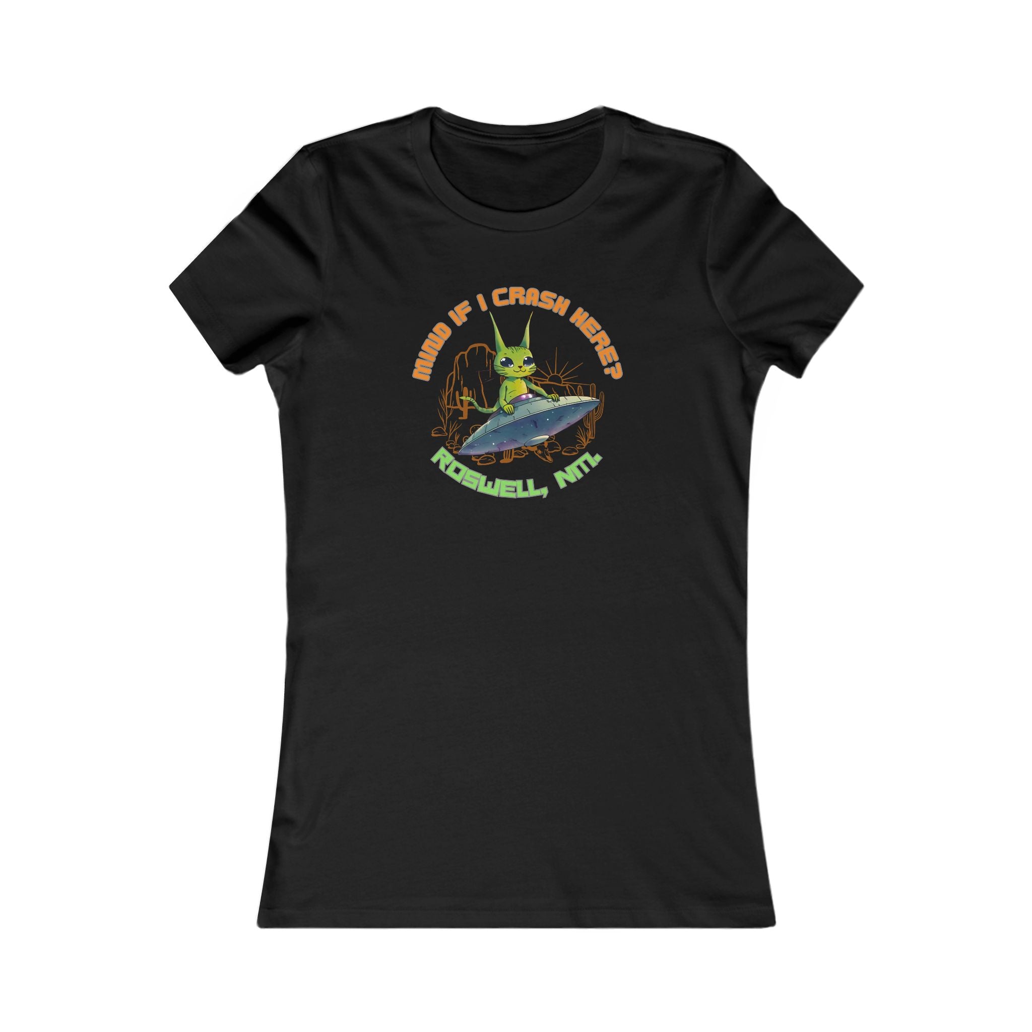 Women's UFO Graphic Tee, Fun Roswell Alien Shirt, Quirky Top for Outdoor Adventures, Cool Gift for Sci-Fi Fans, Vintage-Inspired Casual Wear