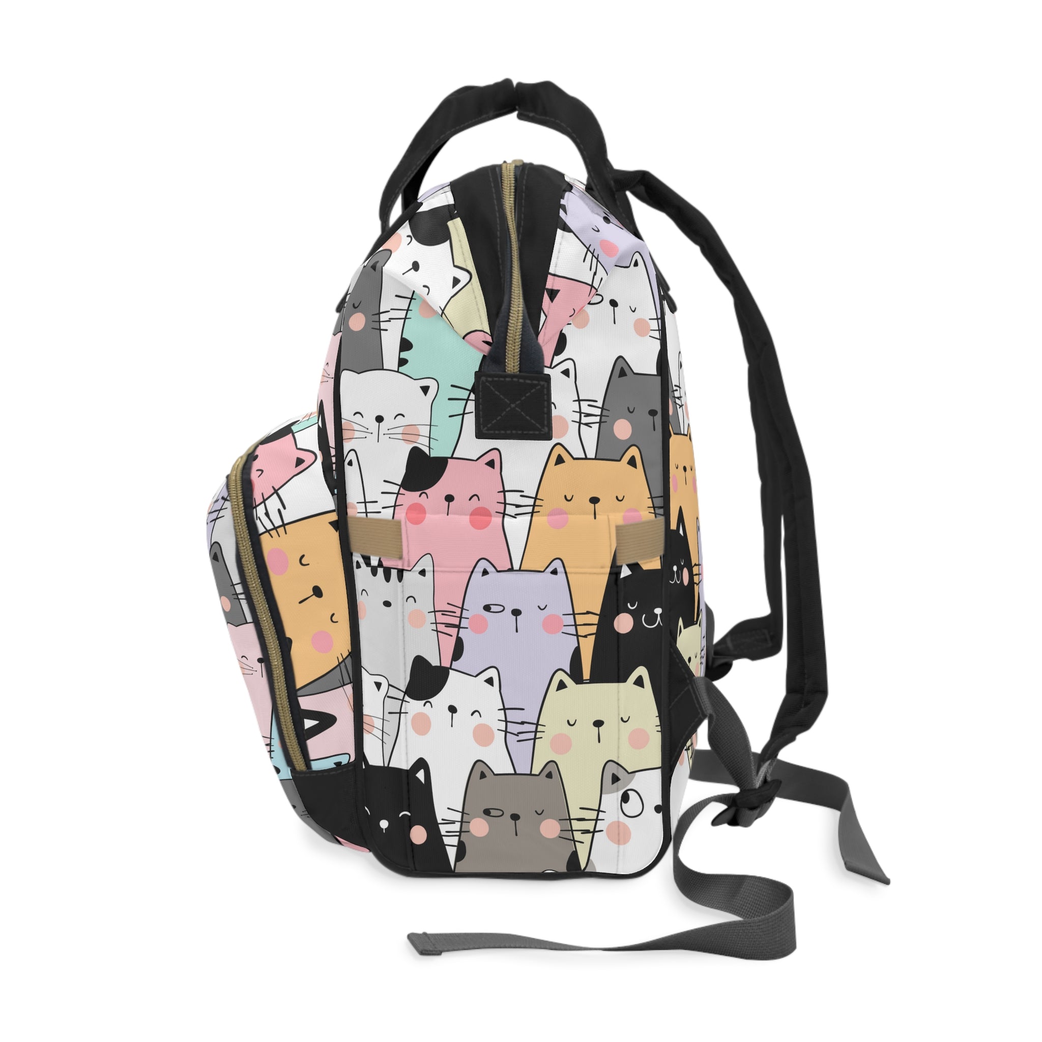 Colorful Cats Tote Backpack, Cat Print Backpack