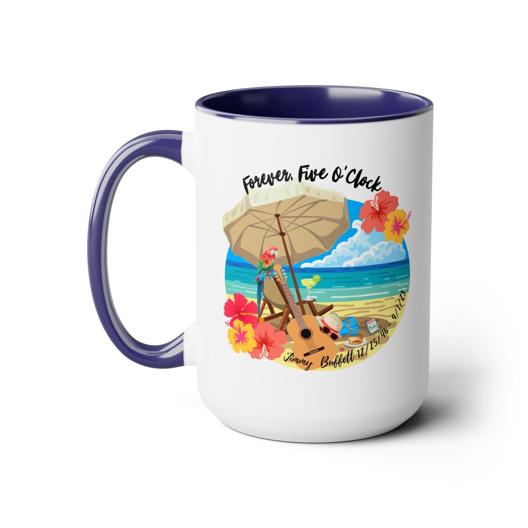 Jimmy Buffett, Forever Five O'Clock. Two-Tone Coffee Mugs, 15oz