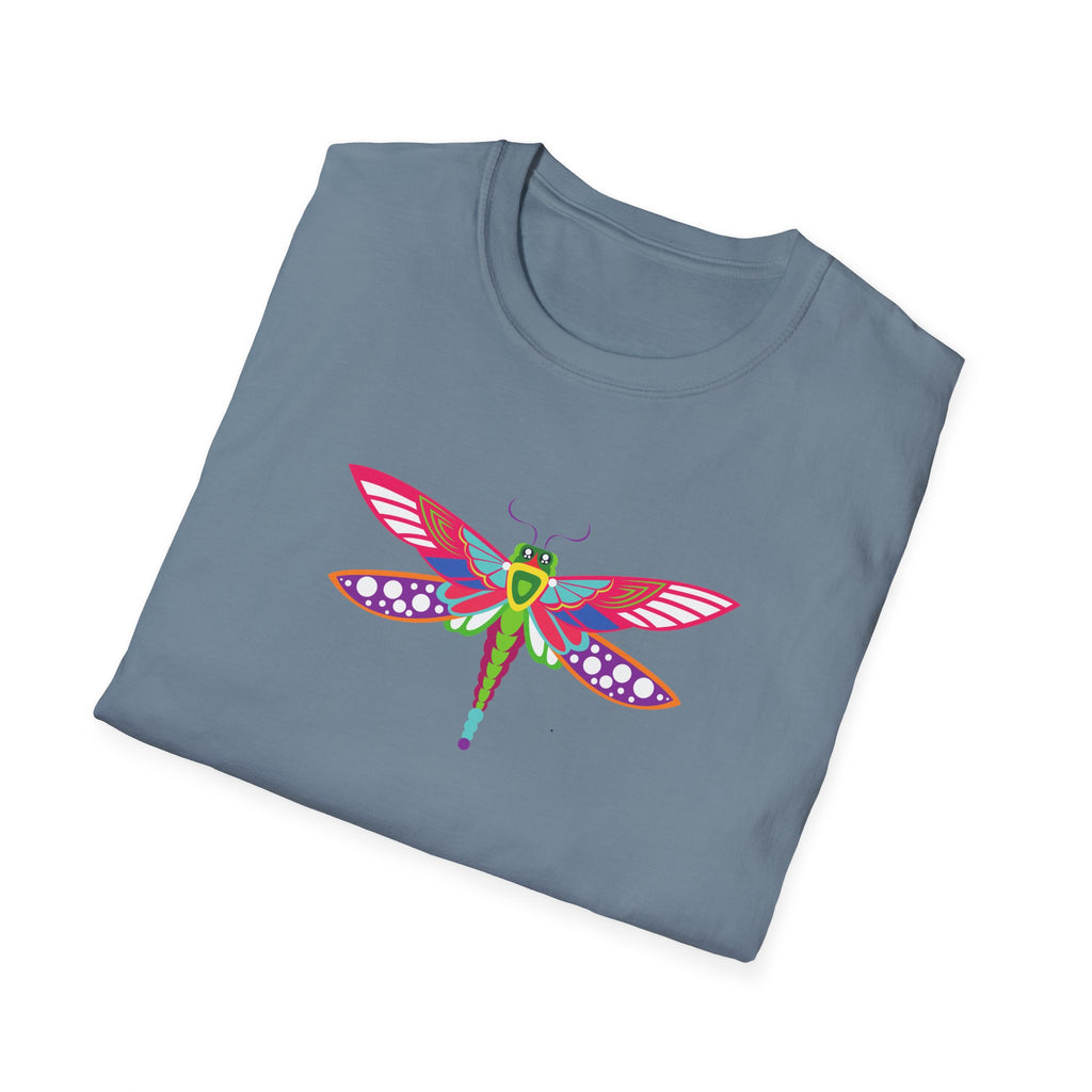 Colorful Dragonfly Unisex Softstyle T-Shirt, Casual Wear, Nature Lover Gift, Summer Fashion, Eco-Friendly Tee, Birthday Present