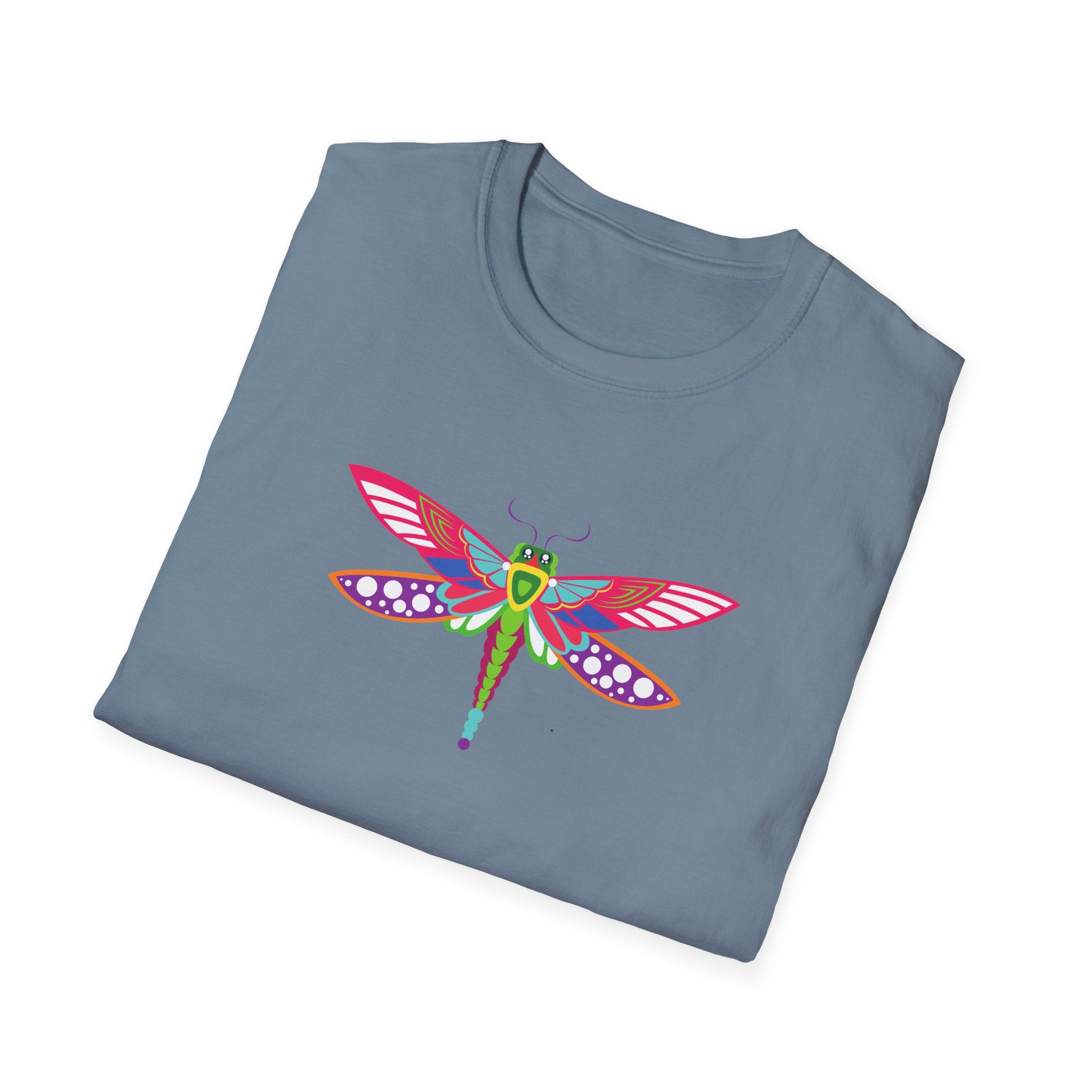 Colorful Dragonfly Unisex Softstyle T-Shirt, Casual Wear, Nature Lover Gift, Summer Fashion, Eco-Friendly Tee, Birthday Present