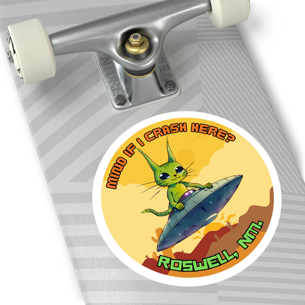 Roswell Alien Cat Stickers, Fun Decor, Laptop, Travel Mementos, Gift for UFO Lovers, Roswell Theme, Indoor/Outdoor Use