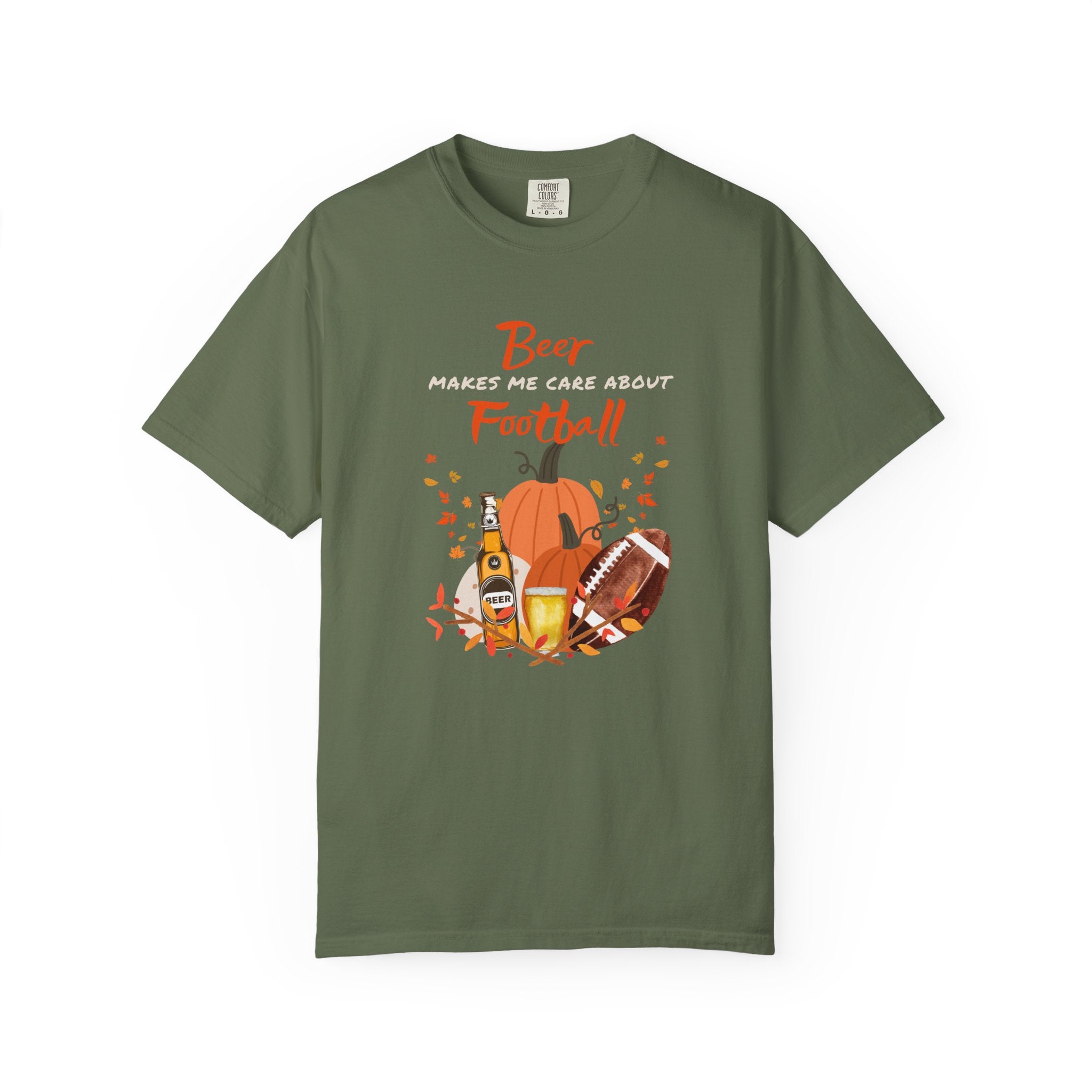 Beer Makes me Care about Football Unisex T-Shirt, Football Season T-Shirt for Men and Women