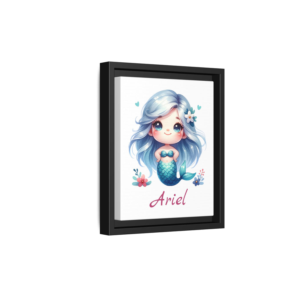 Personalized Little Red Haired Mermaid Wall Art, Girls Mermaid Bedroom Wall Art, Personalized Wall Art