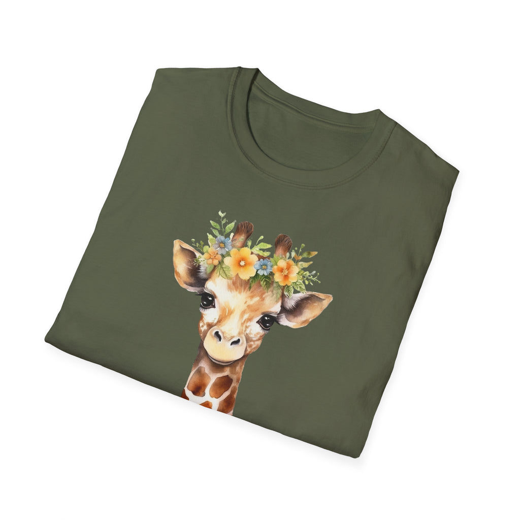Floral Giraffe T-Shirt, Cute Animal Shirt, Unisex Tee, Animal Lover Gift, Casual Wear, Summer Fashion