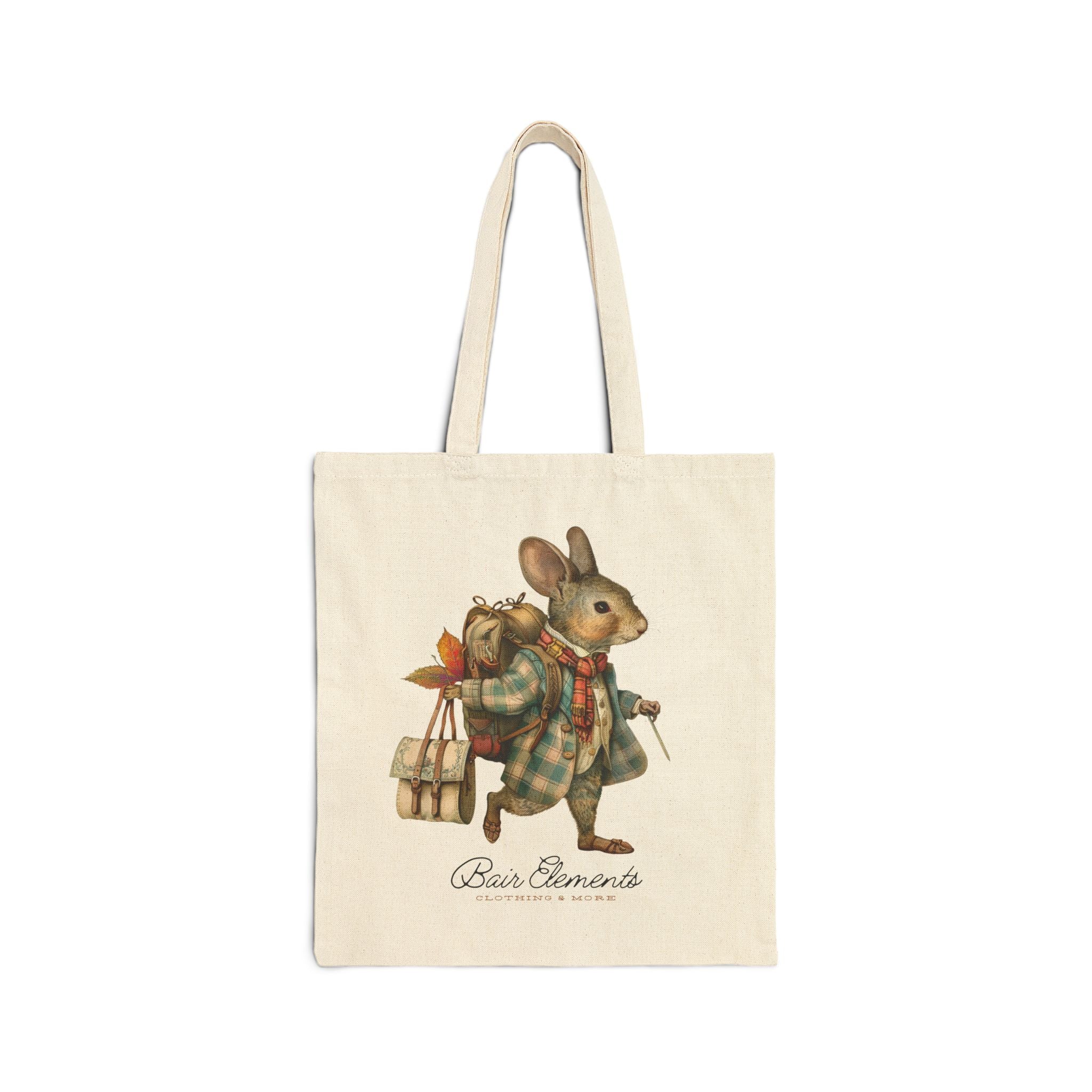 Woodland Autumn Traveling Mouse Heavy Canvas Shopping Tote, Mouse Shopping Tote