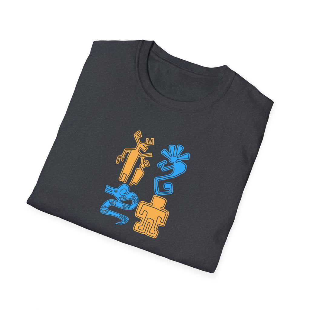 Unisex Petroglyph Kokpelli T-Shirt, Southwestern Summer Shirt, Native American Tee, Southwest Tribal Top, Desert Graphic Shirt