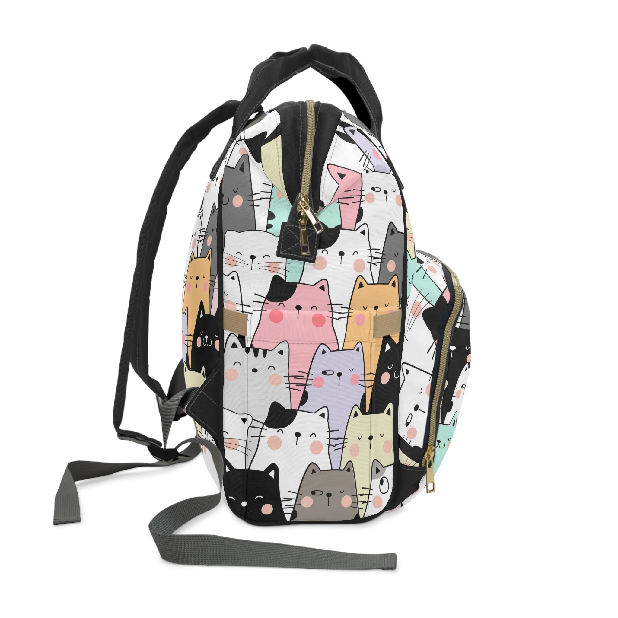 Colorful Cats Tote Backpack, Cat Print Backpack