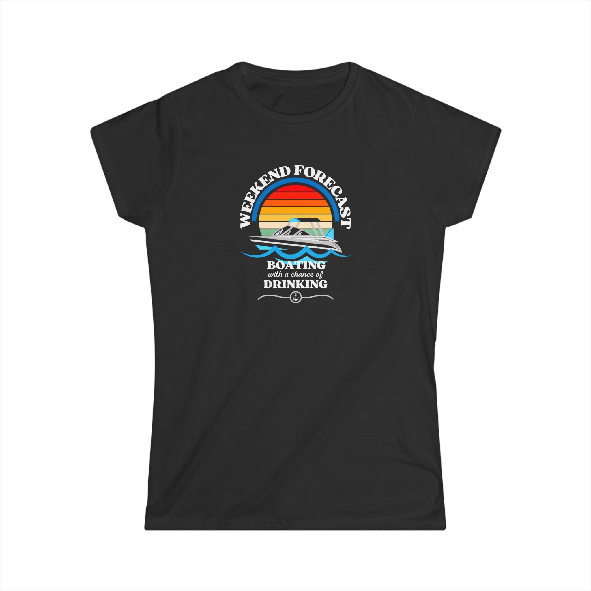 Weekend Boating Forecast, Women's Soft Fitted Tee