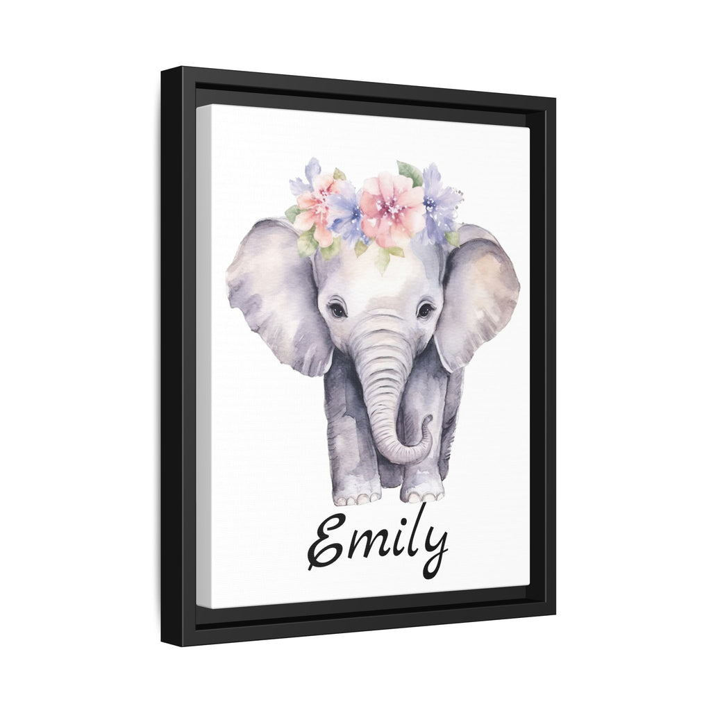 Personalized Baby Elephant Decor, Framed Picture Print, Gender Neutral Safari Animal Theme Gift, Matte Poster