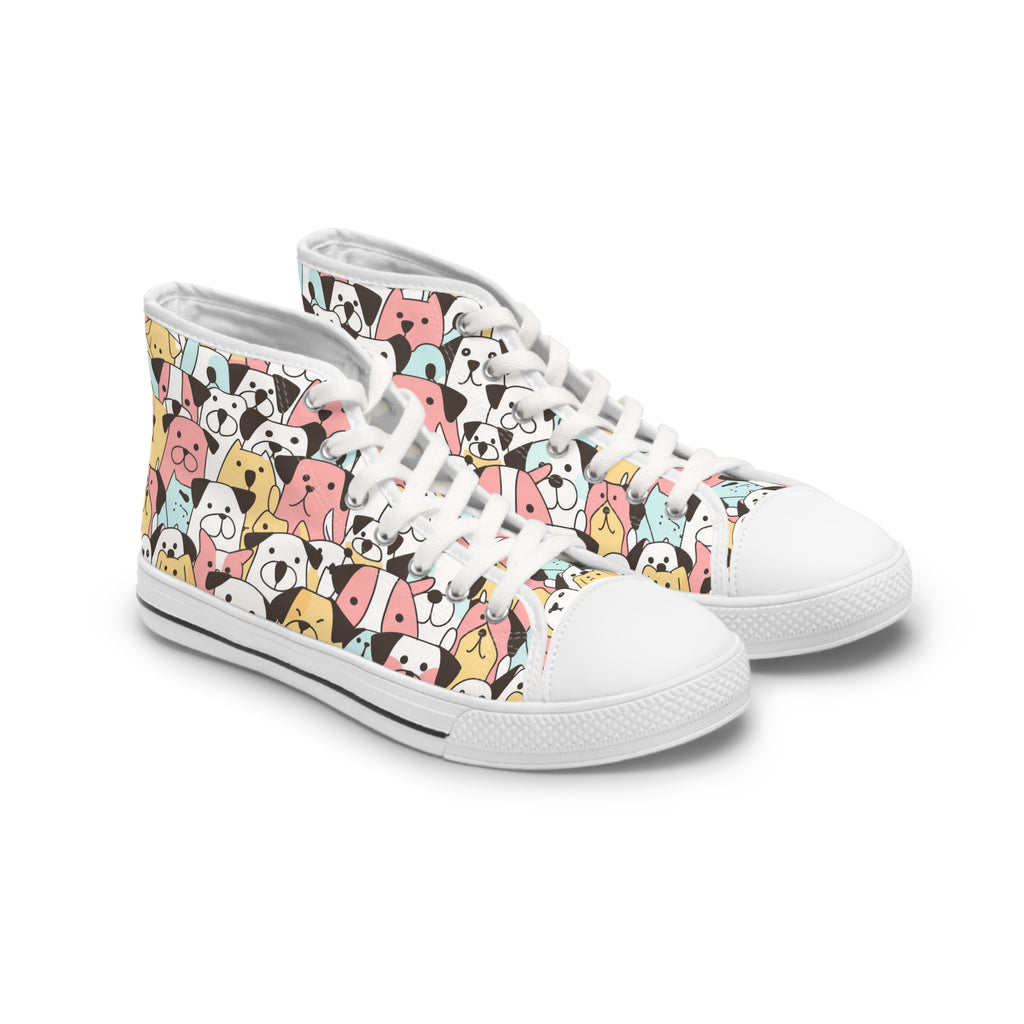 Cute Colorful Dog Face Women's Hi-Top Sneakers