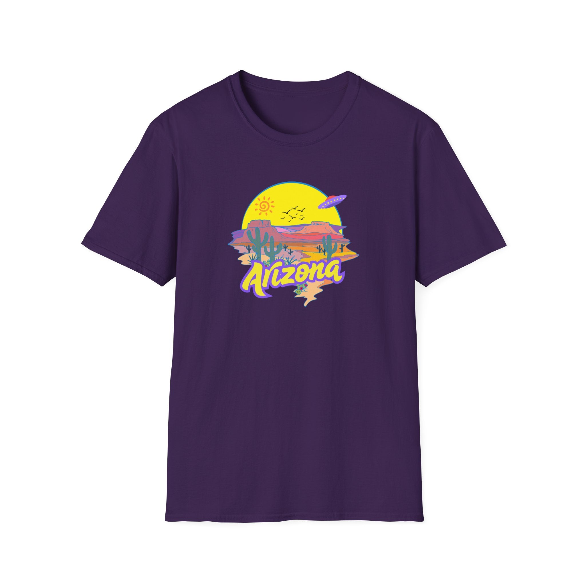 Arizona UFO Sunset Unisex Softstyle T-Shirt, Casual Wear, Travel Gift, Summer Vibes, Nature Lover Gift, Vacation Shirt