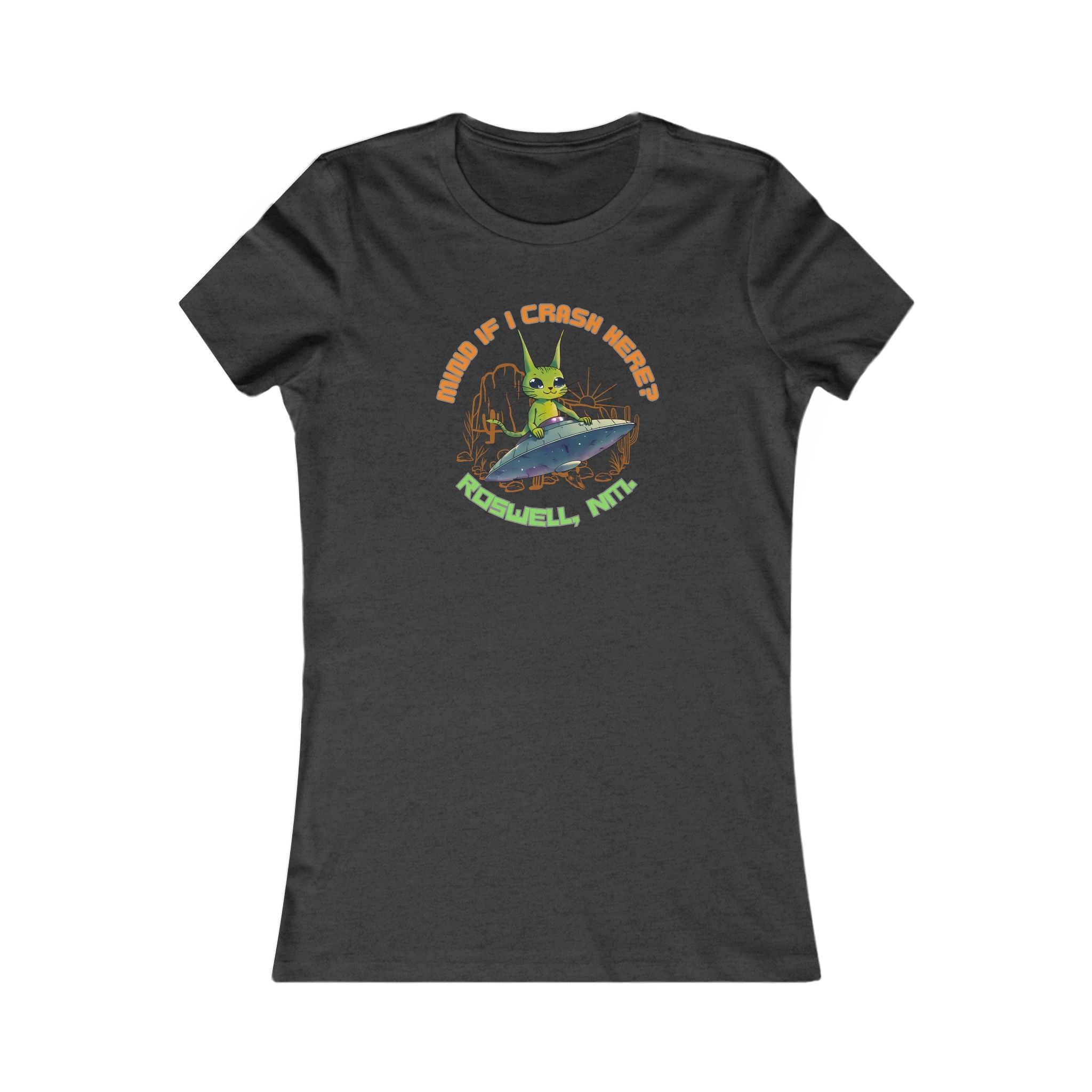 Women's UFO Graphic Tee, Fun Roswell Alien Shirt, Quirky Top for Outdoor Adventures, Cool Gift for Sci-Fi Fans, Vintage-Inspired Casual Wear