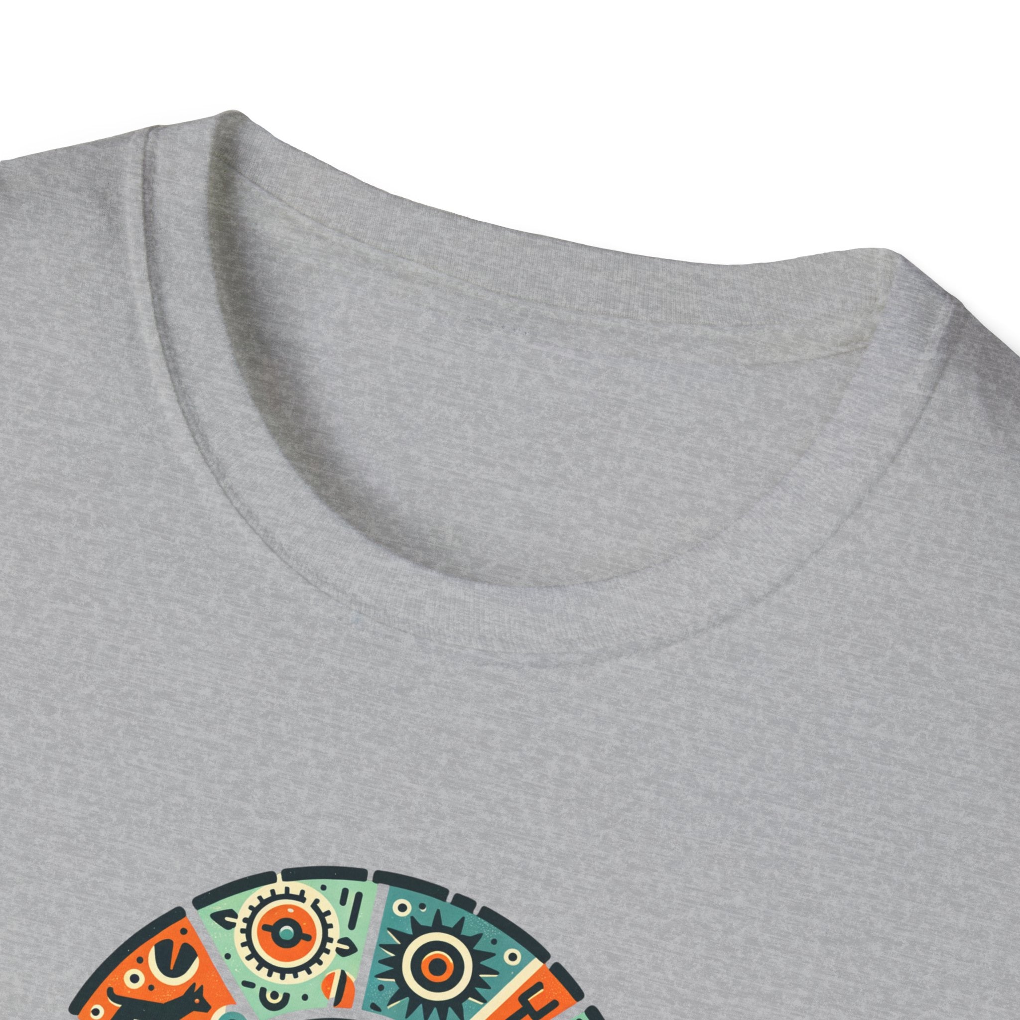 Artistic Dog Petroglyphs Unisex Softstyle T-Shirt, Bohemian Vibe, Casual Wear, Gift for Art Lovers, Vintage Style Tee