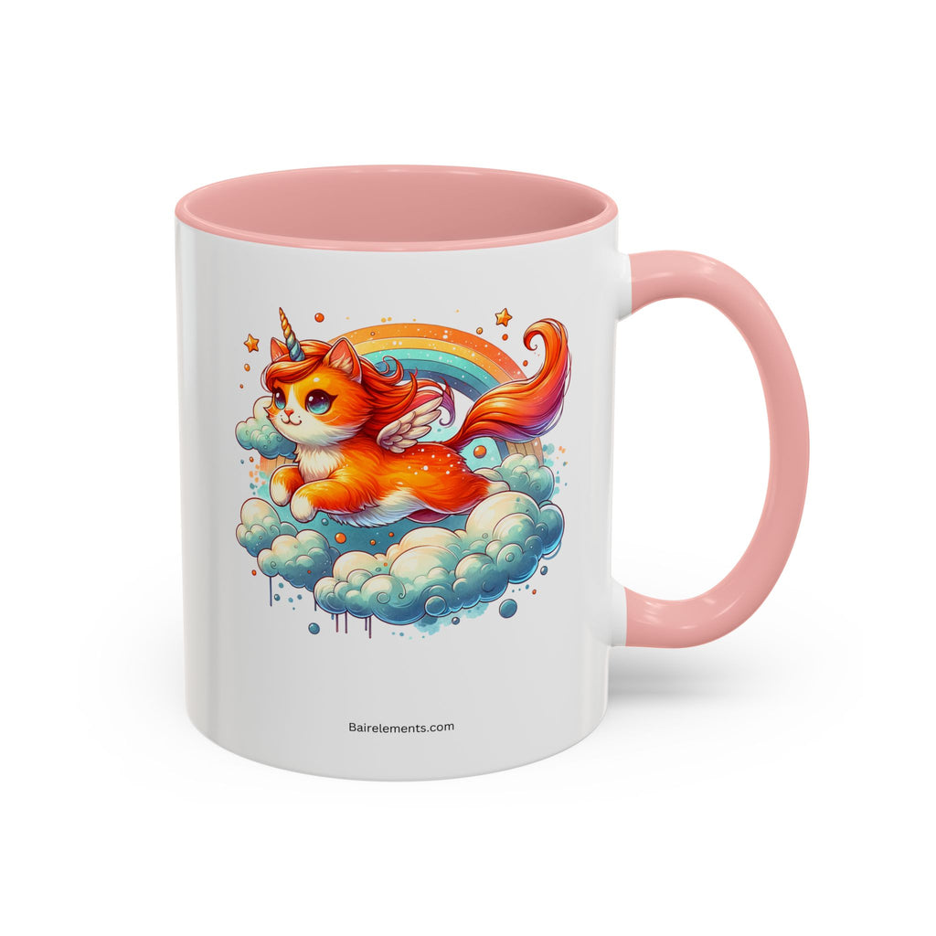 Personalized Flying Orange Unicorn Cat Coffee Mug, Orange Cat Mug