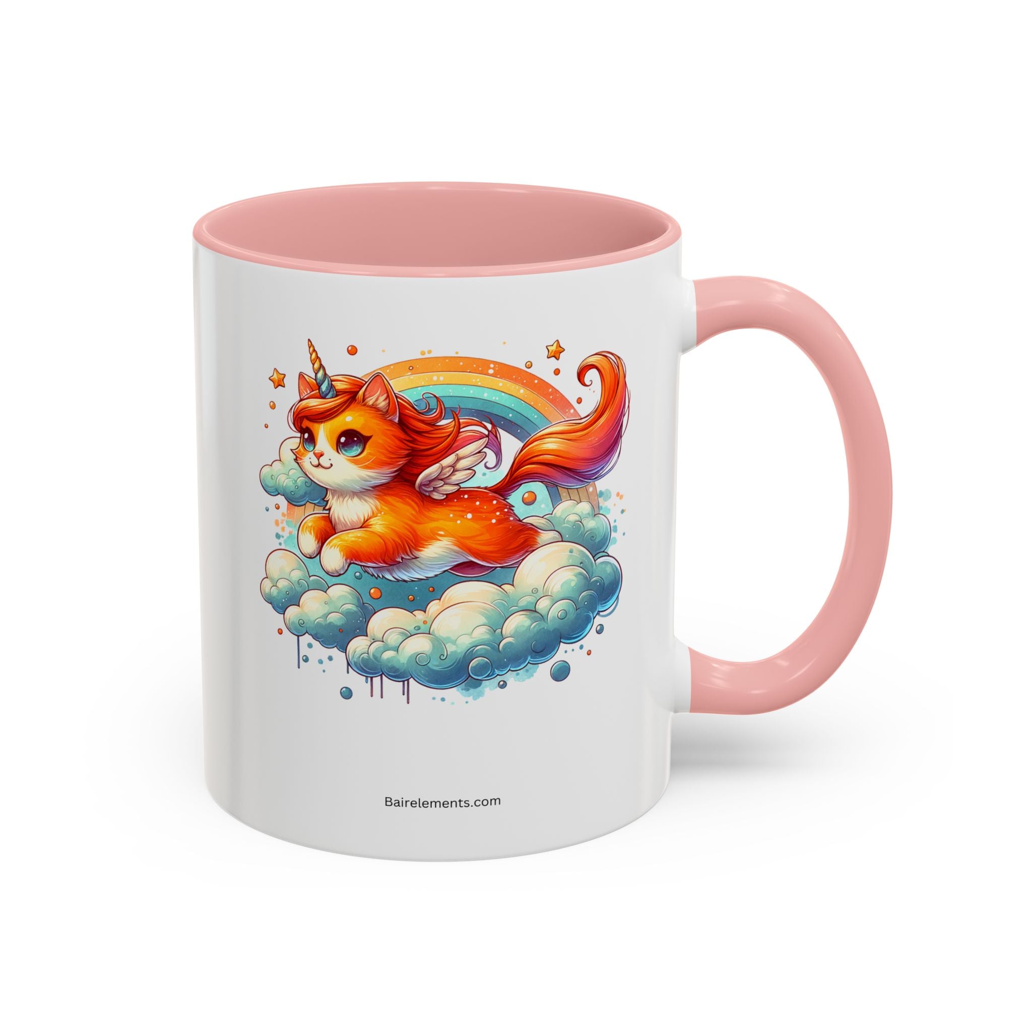 Personalized Flying Orange Unicorn Cat Coffee Mug, Orange Cat Mug