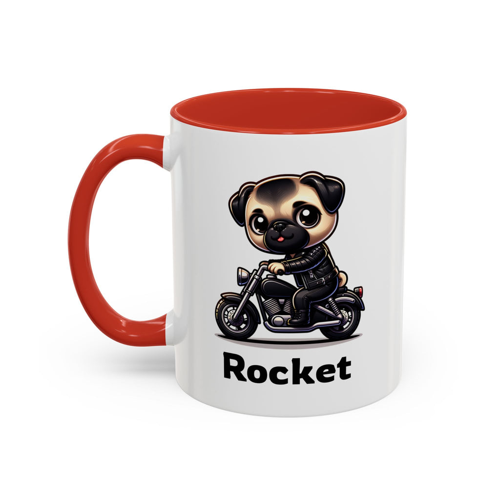 Personalized Motorcycle Pug Mug , Custom Dog Lover Coffee Cup