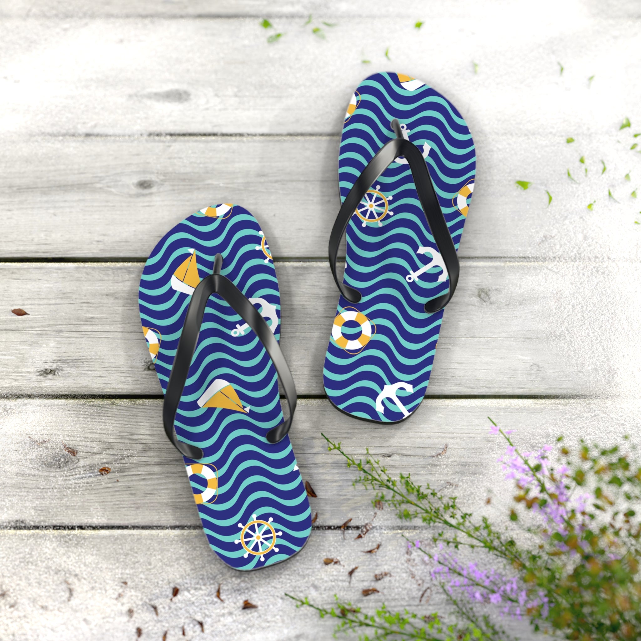 At Sea Tropical Flip Flops