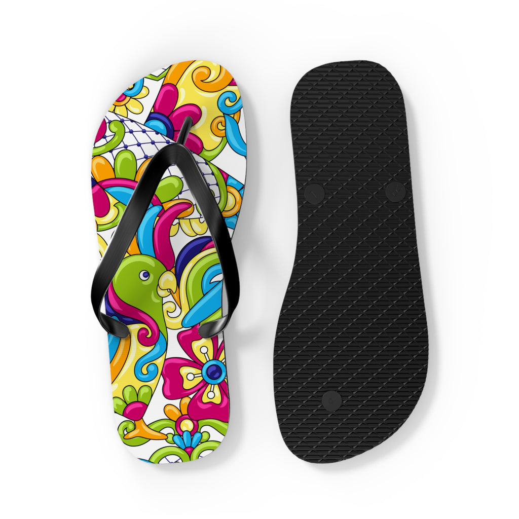 Bright Tropical Flip Flops